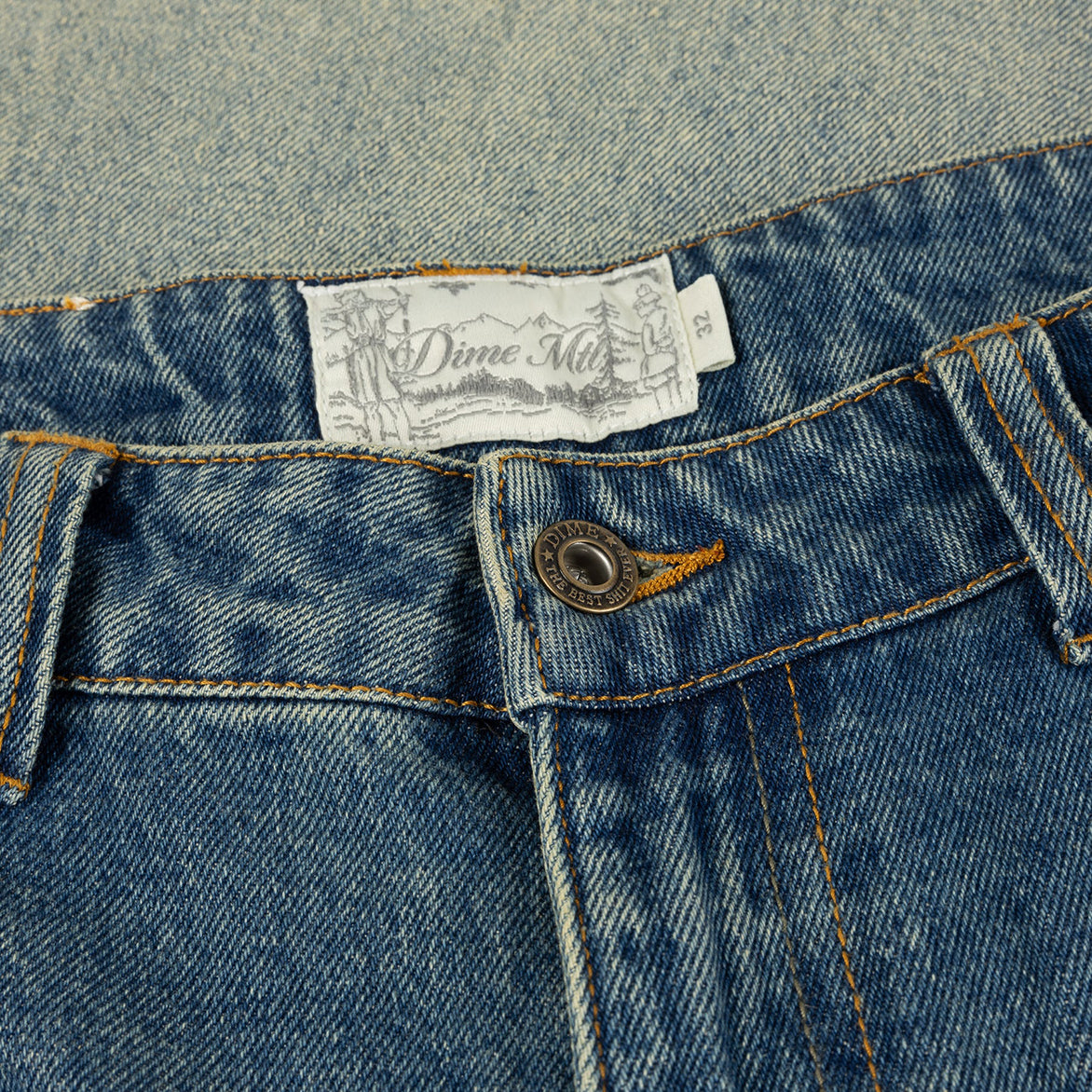 Vintage Baggy Denim Pants for Men & Women - Distressed Sandblasted Indigo Jeans | Casual Streetwear, Hip Hop Fashion, 90s Retro Style