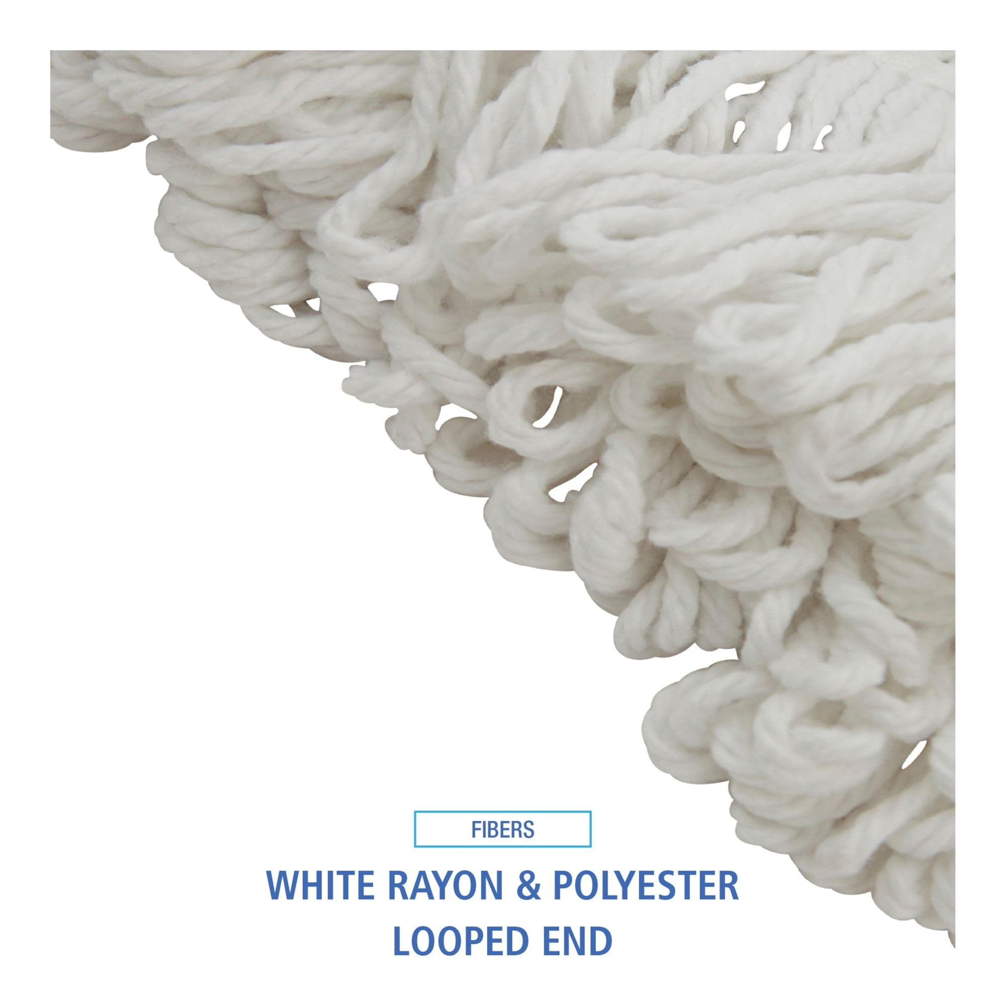 Boardwalk BWK824R 24 oz. Rayon Fiber Mop Head - White, Lie-Flat Design for Easy Storage (12/Carton) - Ideal for Commercial Cleaning, Hospitals, and Home Use