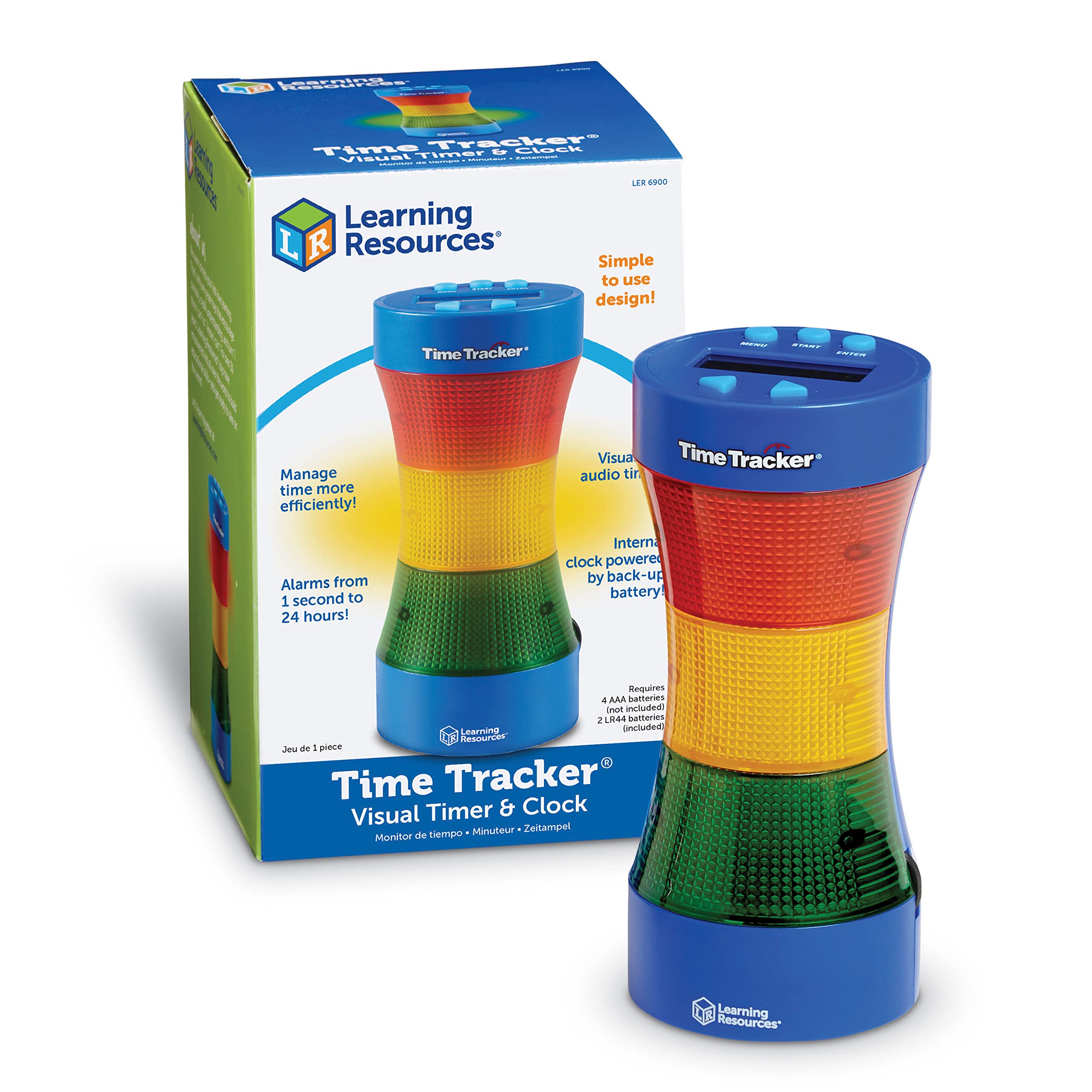 Learning Resources Time Tracker Visual Timer & Clock - 1 Piece Classroom Timer with Alarm, Light Up Display for Kids, Teachers & Homeschooling | Perfect for Classroom Management, Study Sessions & Time Management Activities