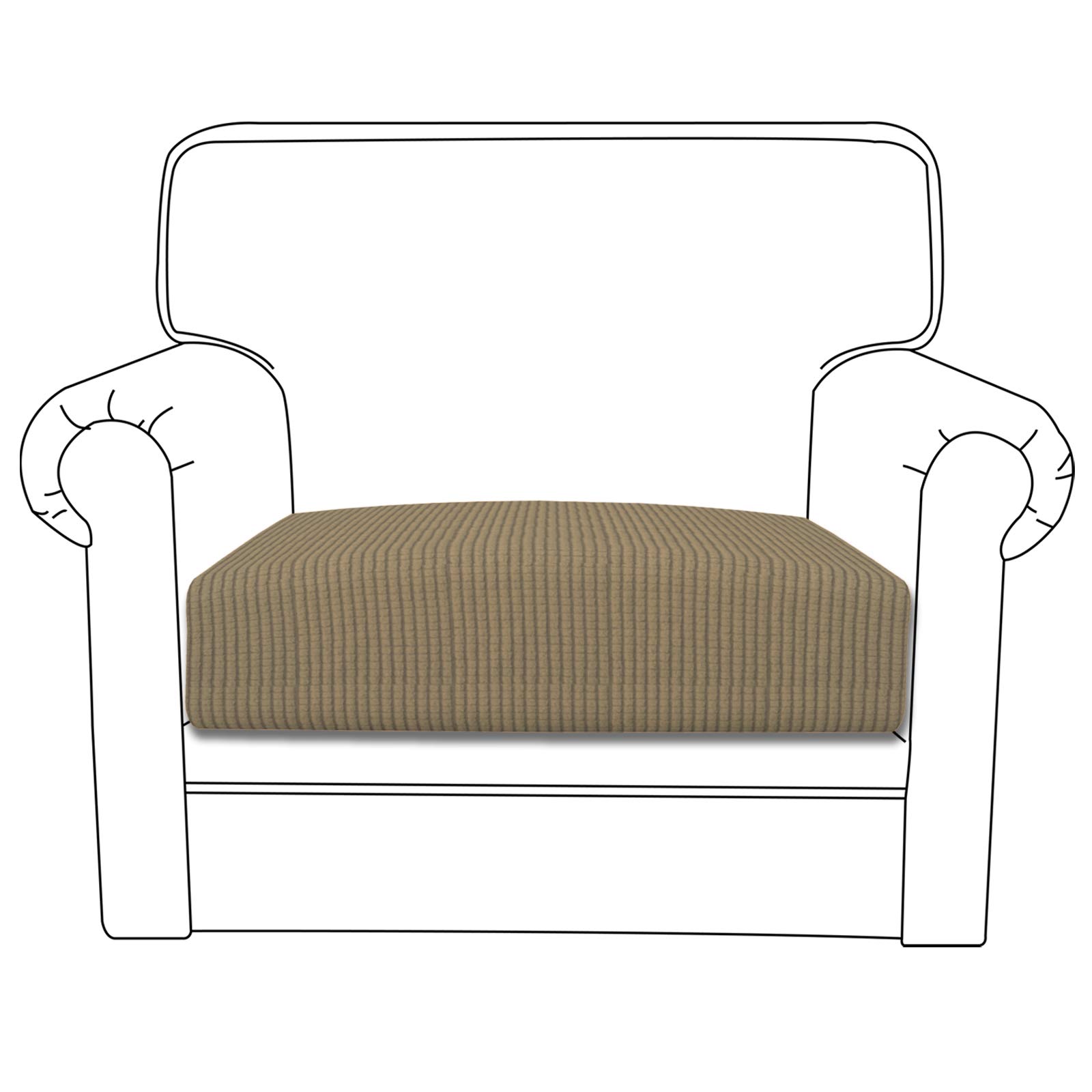 Stretch Chair Cushion Cover - Elastic Sofa Seat Protector Slipcover - Soft Flexible Furniture Protector with Elastic Bottom (Tan) - Perfect for Living Room, Office, and Outdoor Furniture Protection