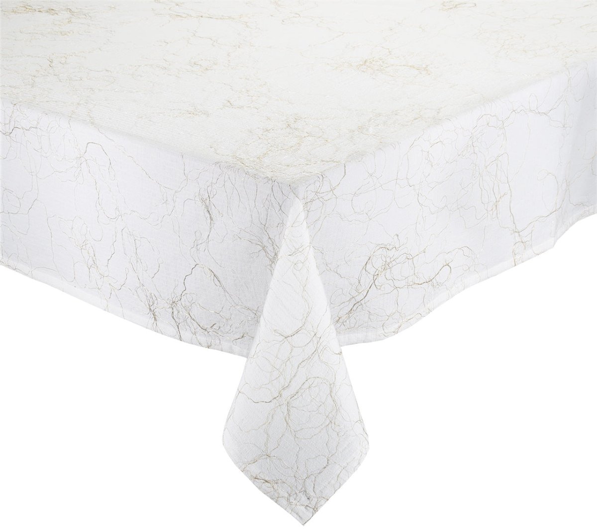 Elegant White Gold Silver Gossamer Tablecloth - Perfect for Weddings, Parties & Formal Dining Events
