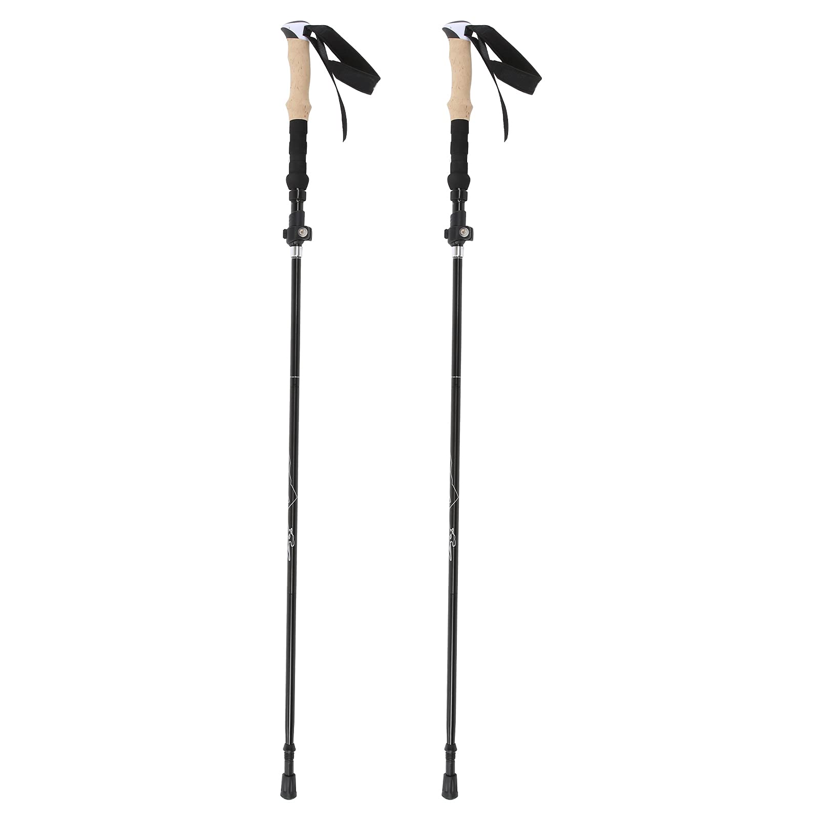 Serlium Adjustable Lightweight Hiking Poles - 2 Pack Trekking Poles for Men & Women with Storage Bag - Perfect for Hiking, Camping, Mountaineering, Backpacking & Walking - Durable Black Aluminum Poles for Outdoor Adventures