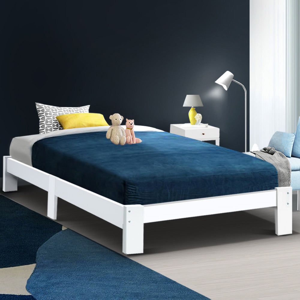 Fairy Wooden King Single Bed Frame White - Elegant & Sturdy Bed for Kids & Teens - Perfect for Bedrooms, Guest Rooms & Dormitories