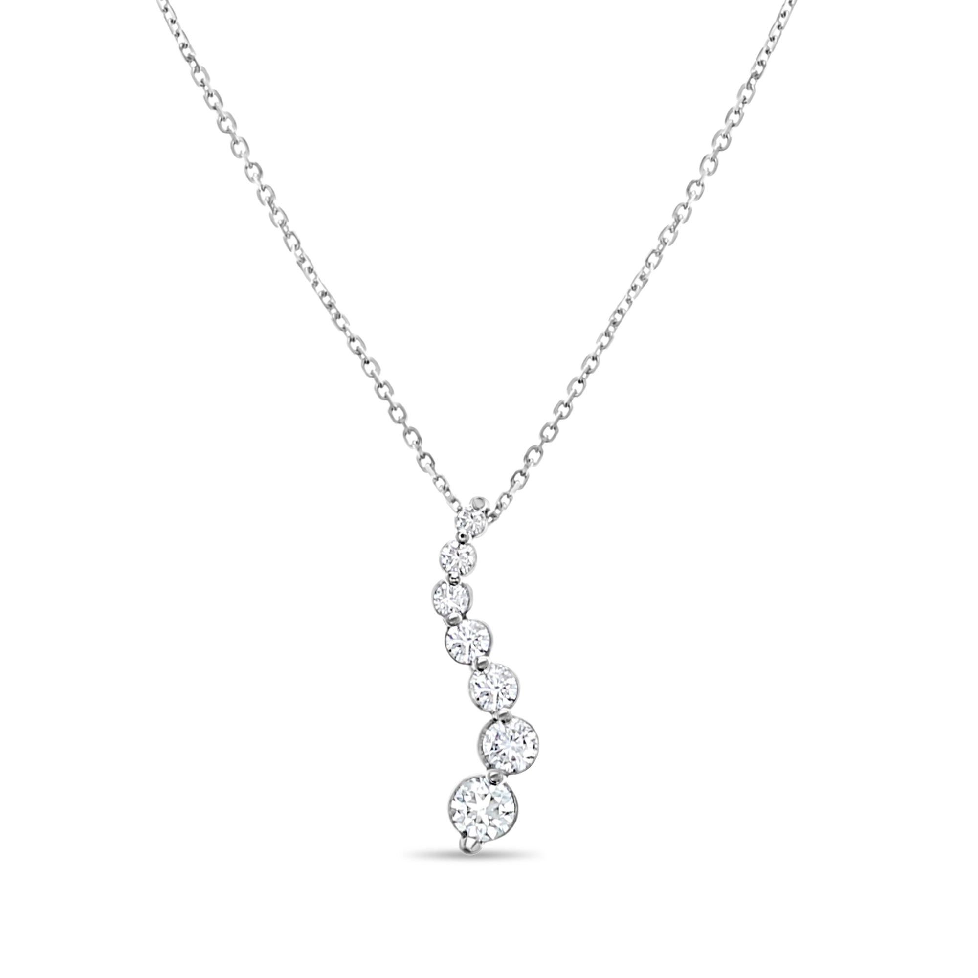 Diamond Journey Necklace .83cttw 14k White Gold or Yellow Gold - Elegant Anniversary Gift for Her, Perfect for Weddings & Special Occasions