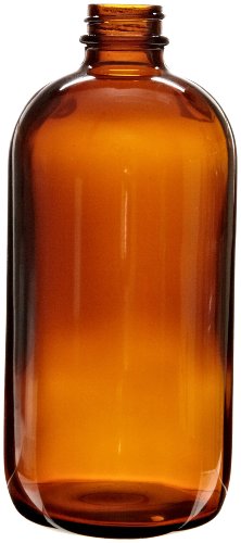 Amber Glass Safety Coated Boston Round Bottle 16oz - Wheaton 220925 (Case of 24) | 76mm x 170mm | No 28-400 Screw Cap | Ideal for Essential Oils, DIY Beauty Products & Home Brewing