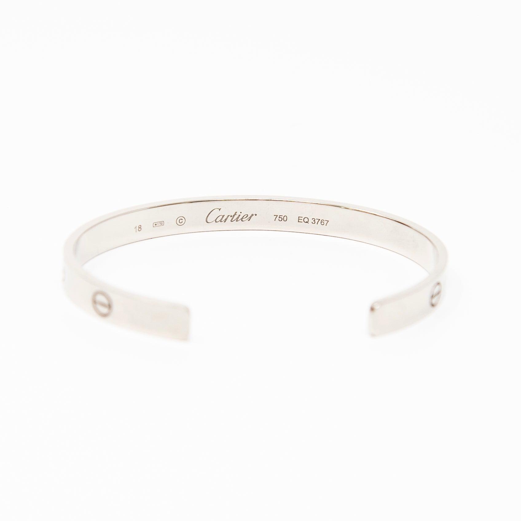 Cartier 18K White Gold Love Cuff Bracelet - Elegant Luxury Jewelry for Women, Perfect for Anniversaries, Weddings & Special Occasions