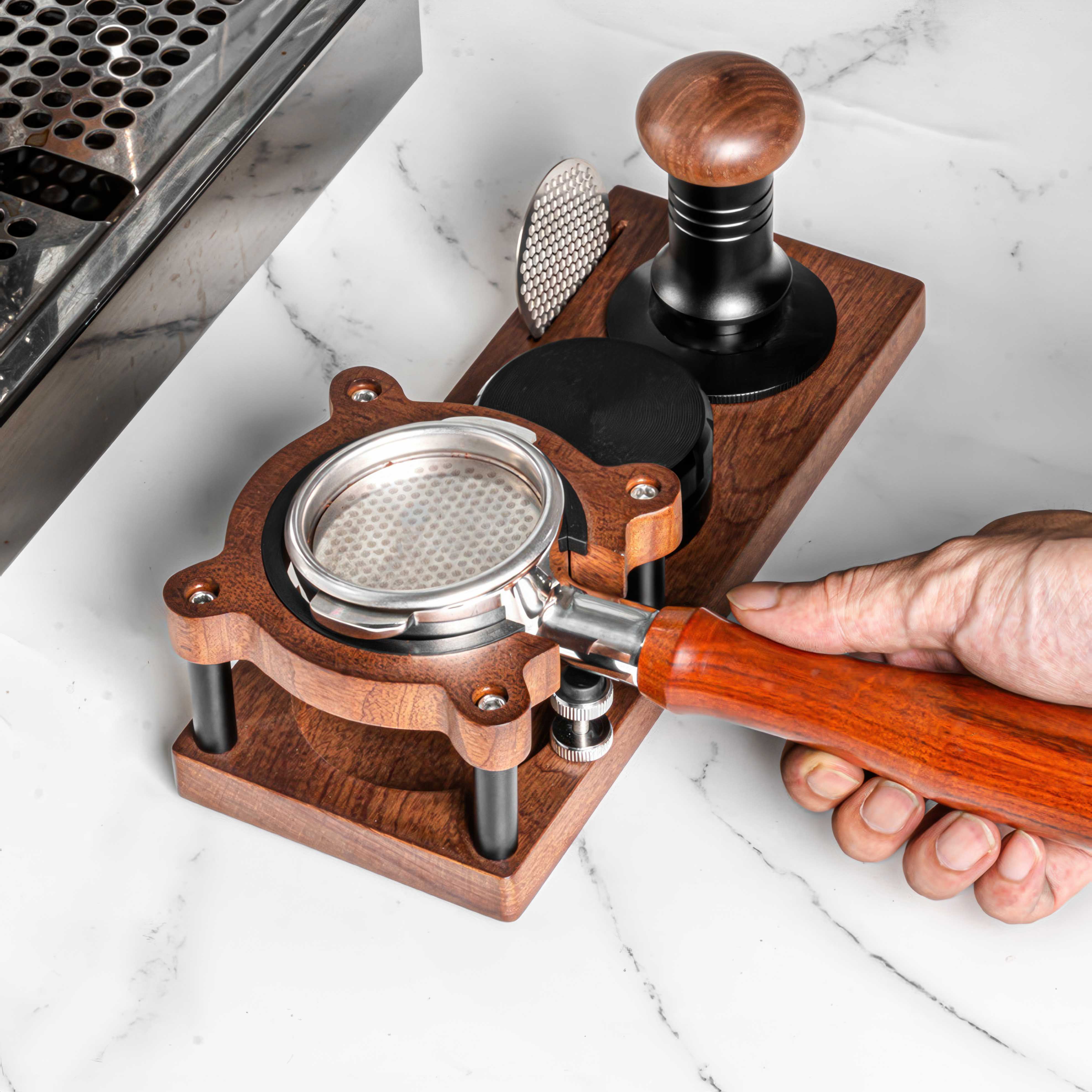 Premium Sapele Wood Espresso Tamper Holder - Barista-Grade Coffee Accessory for Home & Professional Use - Perfect for Espresso Machines & Coffee Stations