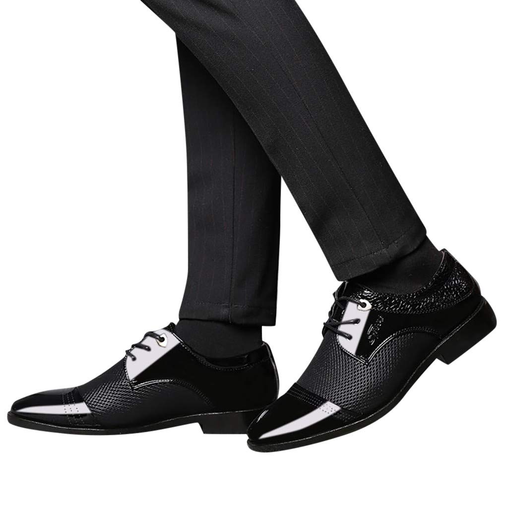 IQYU Men's Leather Boat Shoes - Comfortable Lace-Up Dress Shoes for Business, Casual & Wedding - Outdoor Walking & Formal Occasions - Size 43