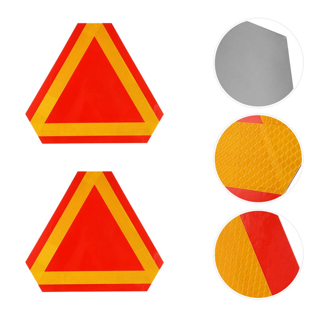2PCS Slow Moving Vehicle Triangle Signs with Reflective Boards - High Visibility Safety Warning for Tractors, Golf Carts & Construction Equipment - Ideal for Road Safety & Night Use