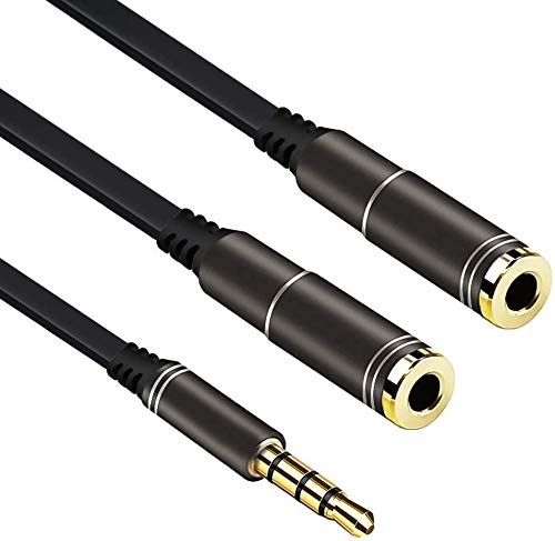 Redskypower 3.5mm Audio Splitter Cable - Gold Plated Adapter for PS4, Xbox One S, PC, Laptops, Tablets & Smartphones | Gaming Headset & Headphone Connector | Perfect for Online Gaming, Video Calls & Music Listening