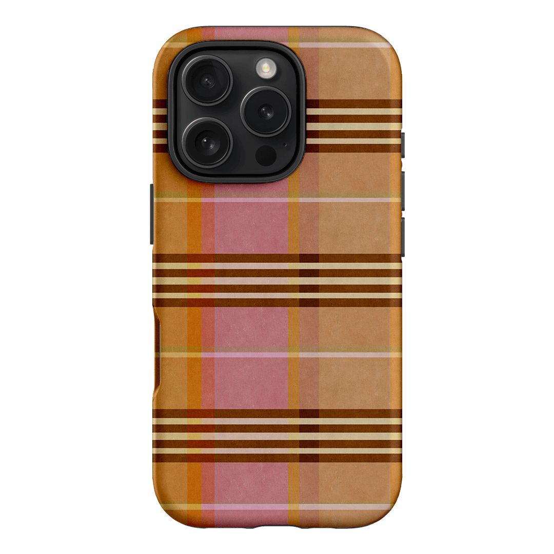 Peachy Plaid Phone Case for iPhone 15/14/13/12/11 Pro Max - Cute Tartan Pattern Protective Cover with Shockproof Design - Perfect for Everyday Use, Travel & Fashion Accessories