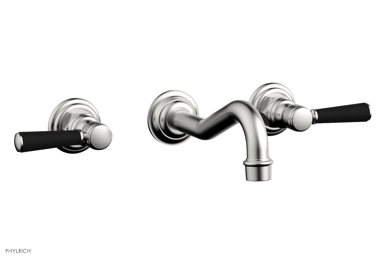 HENRI Wall Lavatory Set - Satin Black Lever Handles 161 12 | Modern Bathroom Faucet for Vanity Sink | Perfect for Home, Hotel & Commercial Use