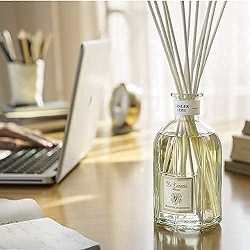 Premium Dr. Vranjes Ginger Lime 1250ml Reed Diffuser Set with 3 White Rattan Sticks - Italian Luxury Home Fragrance, Fruity Scent with Notes of Lime, Ginger & White Pepper - Perfect for Living Room, Bedroom & Office Decor