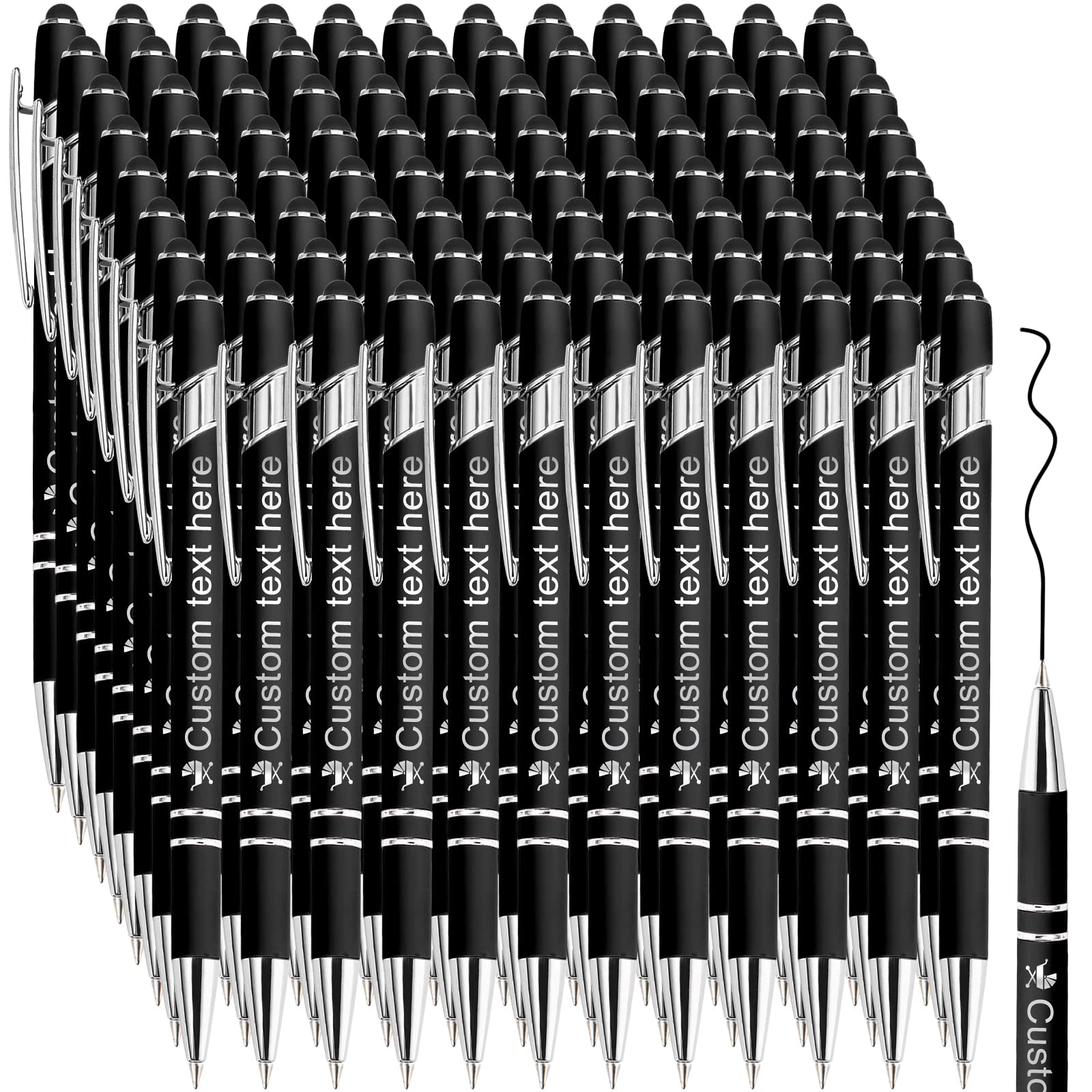 504 Pcs Custom Engraved Metal Pens with Stylus - Personalized Name/Logo Ballpoint Pens for Business & Office (Black Ink, Click Action) - Perfect for Corporate Gifts, Promotions & Branding Events
