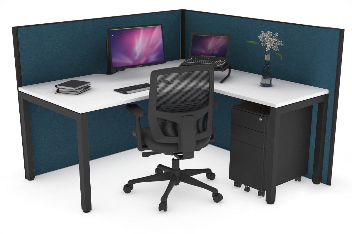 Horizon Quadro Square Legs L-Shaped Corner Office Desk - 1600L x 1550W with Cable Management - Perfect for Home Office & Workspace Setup