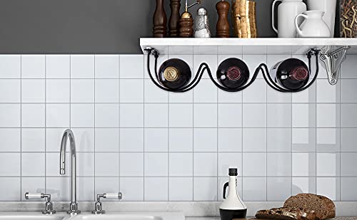 Under Cabinet Wine Rack - Black Metal Wall Mounted Bottle Holder for Kitchen Organization & Storage | Perfect for Wine, Liquor & Decorative Bottle Display in Home Bars & Small Spaces