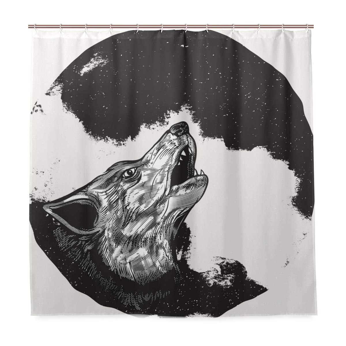 Howling Wolf Bathroom Shower Curtain 72x72 Inches - Waterproof Fabric Shower Curtain with Hooks, Bathroom Decor for Home | Perfect for Cabin, Lodge, or Wilderness-Themed Bathrooms