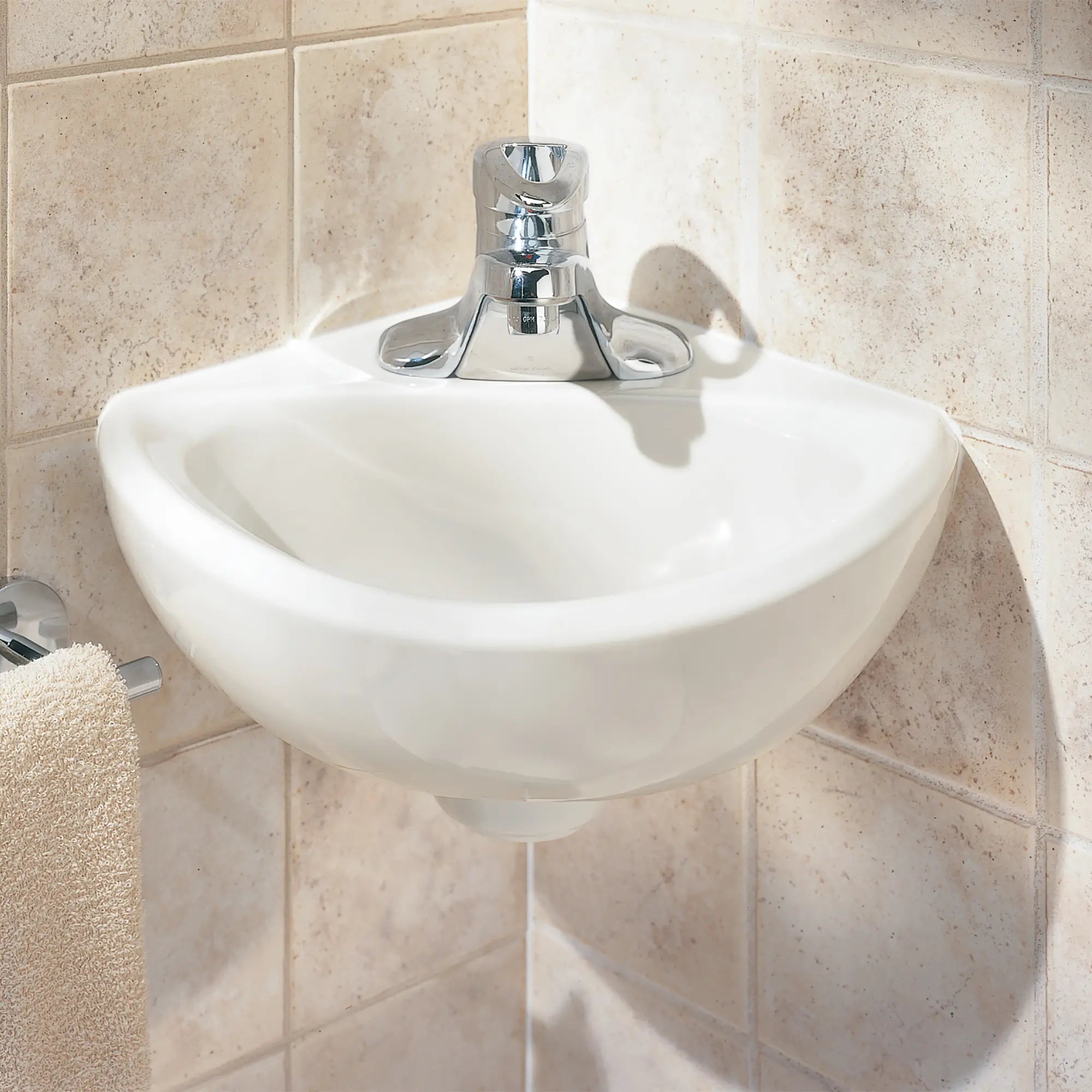 Corner Minette® Wall Mounted Sink with Center Hole - Space Saving Bathroom Vanity for Small Spaces, Powder Rooms & Compact Bathrooms