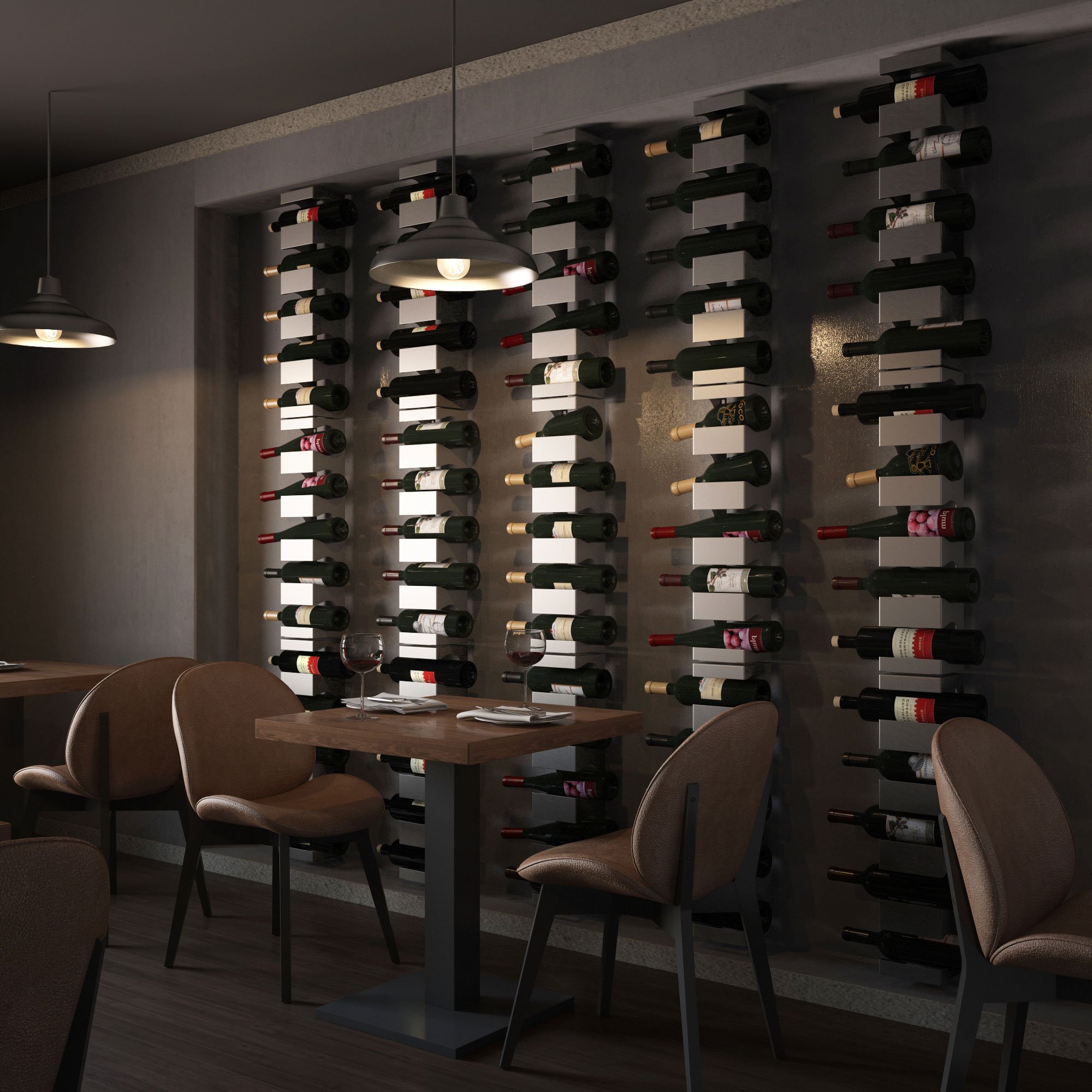 BrightMaison Alex Wall Mounted Wine Rack - Holds 15 Bottles, Stainless Steel Kitchen Organizer (Set of 3) - Perfect for Home Bars, Restaurants & Wine Cellars