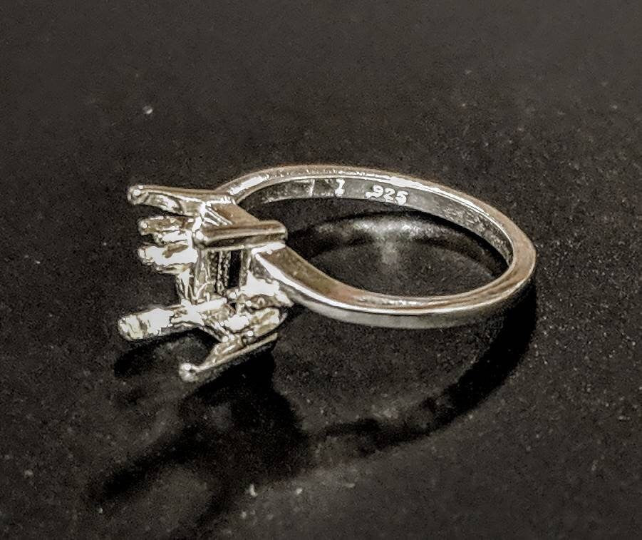 Solid Sterling Silver or 14K Gold 6x4mm to 12x10mm Emerald Cut Pre-Notched Blank Ring Size 5-8 for Engagement, Wedding, or Promise Ring Settings (Item #163532/143532) - Perfect for Jewelry Making and Custom Designs