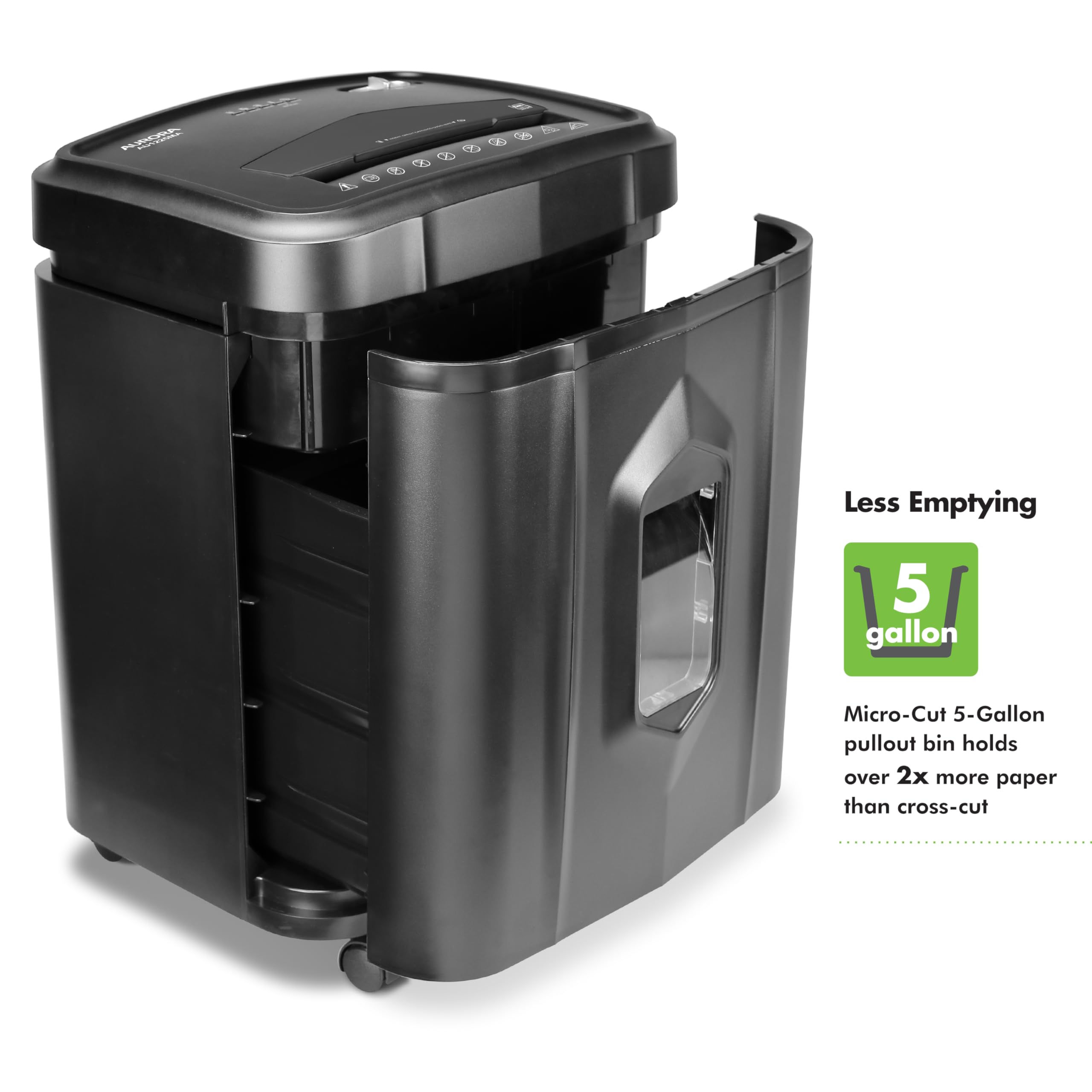 Aurora AU1225MA High-Security 12-Sheet Micro-Cut Paper Shredder with CD/Credit Card Slot - 5-Gallon Pullout Basket, 40-Minute Run Time - Perfect for Home Office & Small Business Document Security