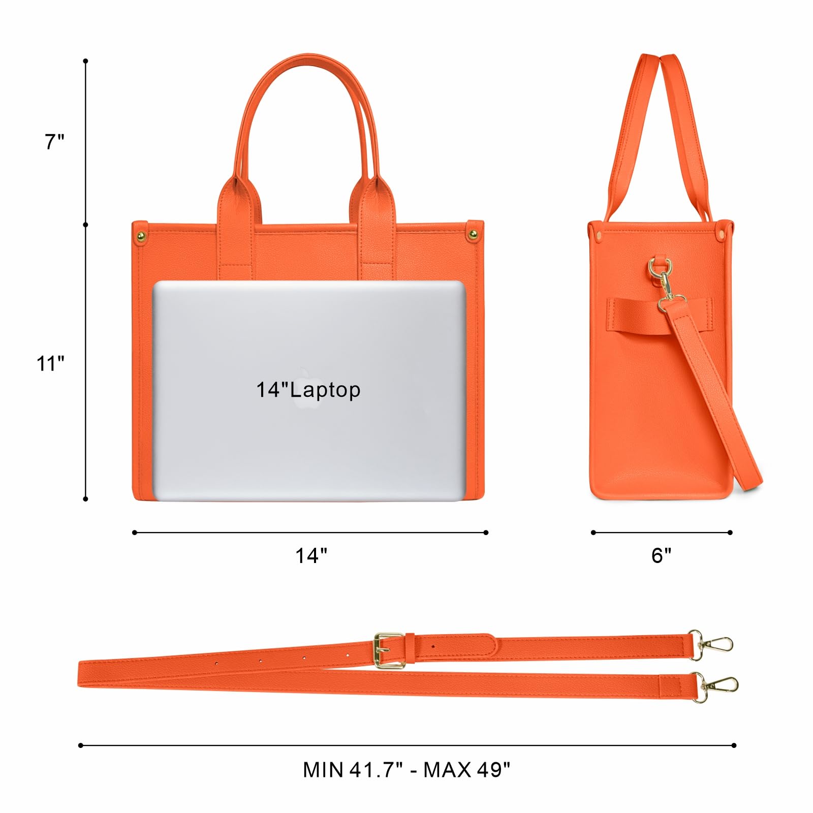 NPBAG Women's PU Leather Tote Bag with Zipper - Stylish Crossbody Shoulder Purse for Travel, School & Work | Trendy Top-Handle Handbag in M Orange | Perfect for Daily Commute, Shopping & Office Use