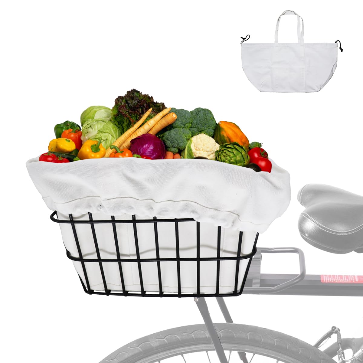 Bike Basket Liner Bag - Waterproof Bicycle Basket Organizer with Adjustable Straps | Perfect for Groceries, Picnics & Commuting