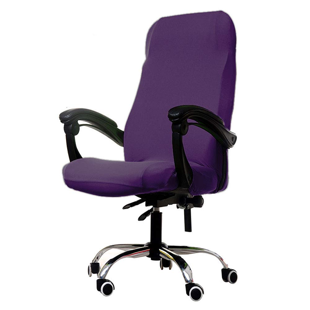 Melaluxe Stretch Office Chair Cover - Universal Desk Chair Slipcover for Computer Chairs (Size L, Purple) - Protects & Refreshes Home Office, Gaming & Conference Room Seating