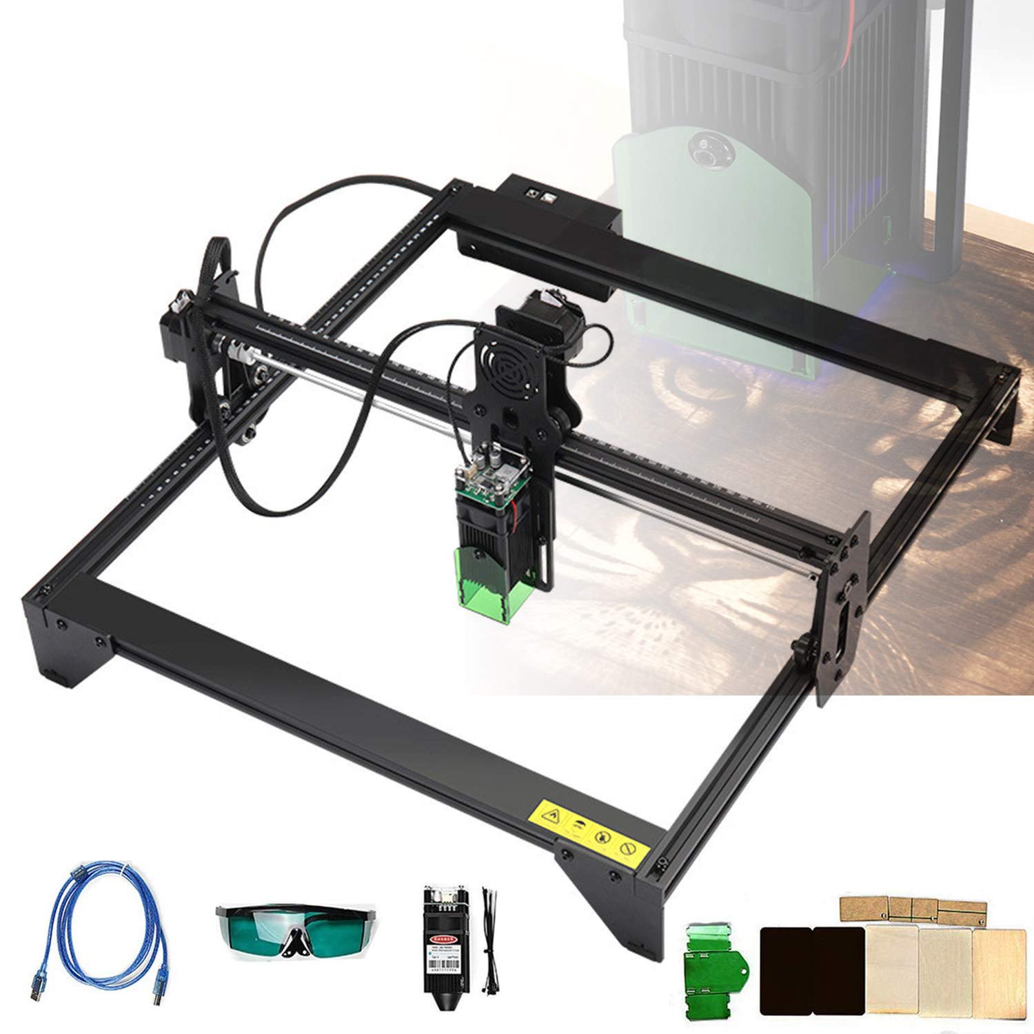 20W Laser Engraver Machine Kit for DIY Wood Acrylic PVC Cutting - Desktop CNC Engraving Machine with Eye Protection (410x400mm) - Perfect for Home Crafts, Small Business Logo Marking & Personalized Gifts
