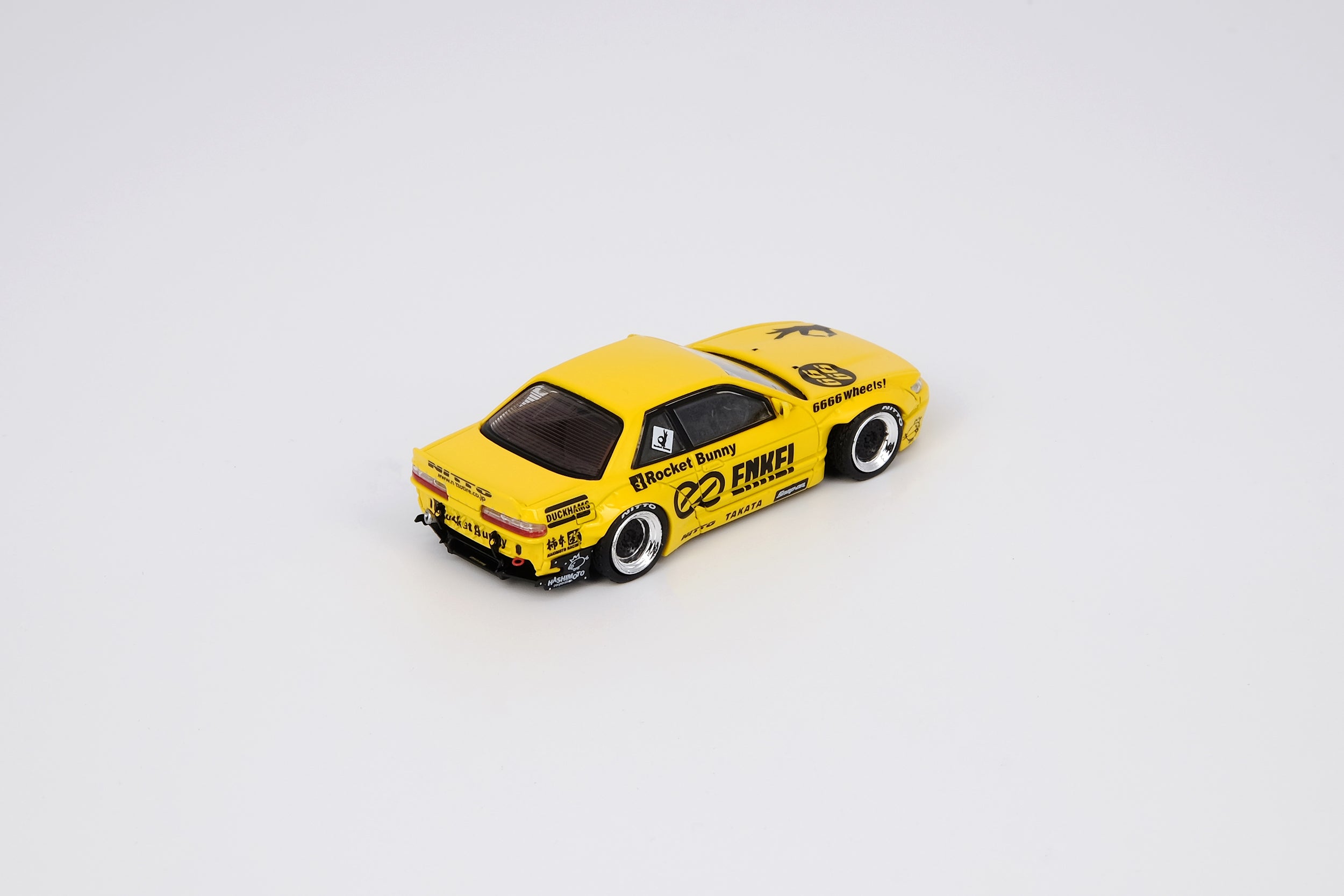 INNO Models 1:64 Scale Nissan Silvia S13 V2 Pandem Rocket Bunny Diecast Car - Yellow Collectible Model for Display, Racing Games & Car Enthusiasts