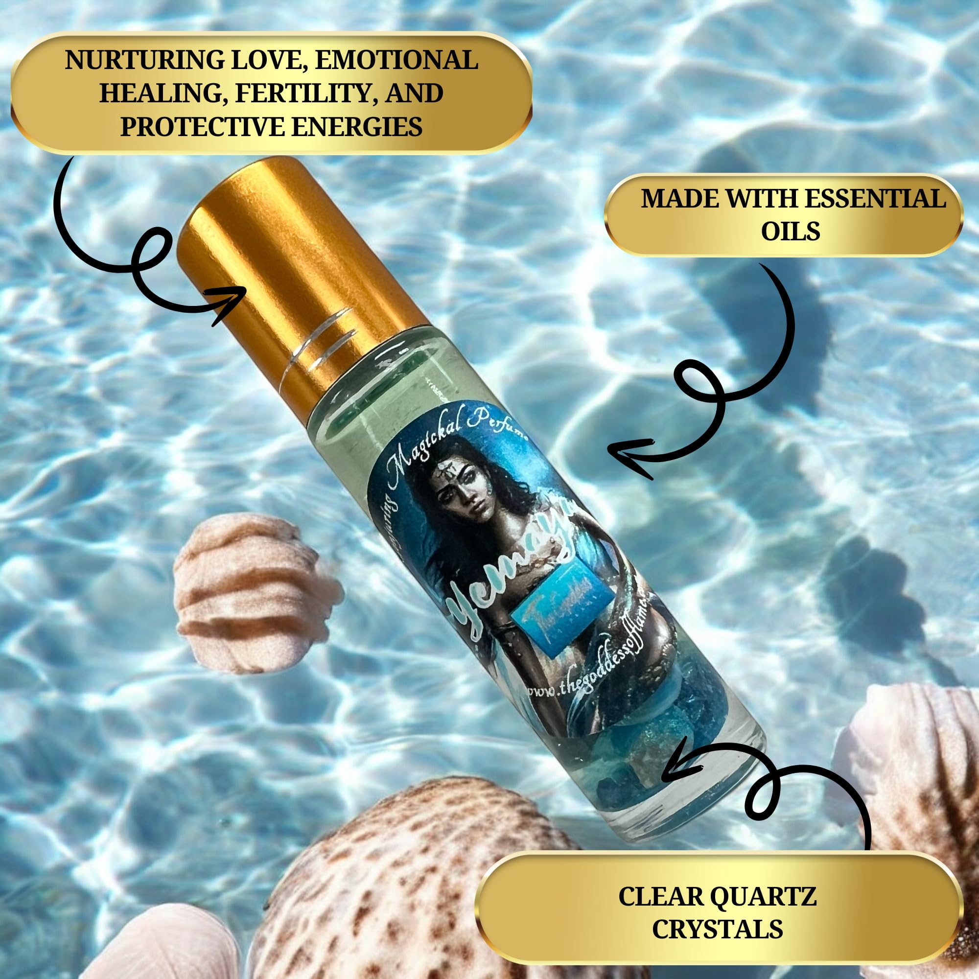 Yemaya Conjuring Perfume Oil - Spiritual Protection, Fertility Blessing, Healing & Self Love Roll On (10ml) for Home Cleansing, Love Rituals & Meditation