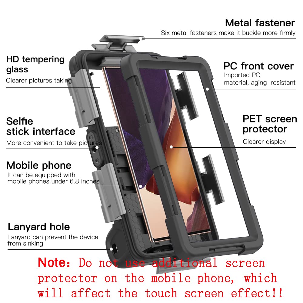 **Waterproof Underwater Phone Case for iPhone 15/14/13/12/11 Pro Max Mini XR/X/XS & Galaxy S24/S23/S22/S21 Ultra Plus – 15m/50ft Diving & Snorkeling Protection – HD Photo & Video Cover (SG Black) – Perfect for Beach, Pool & Water Sports**