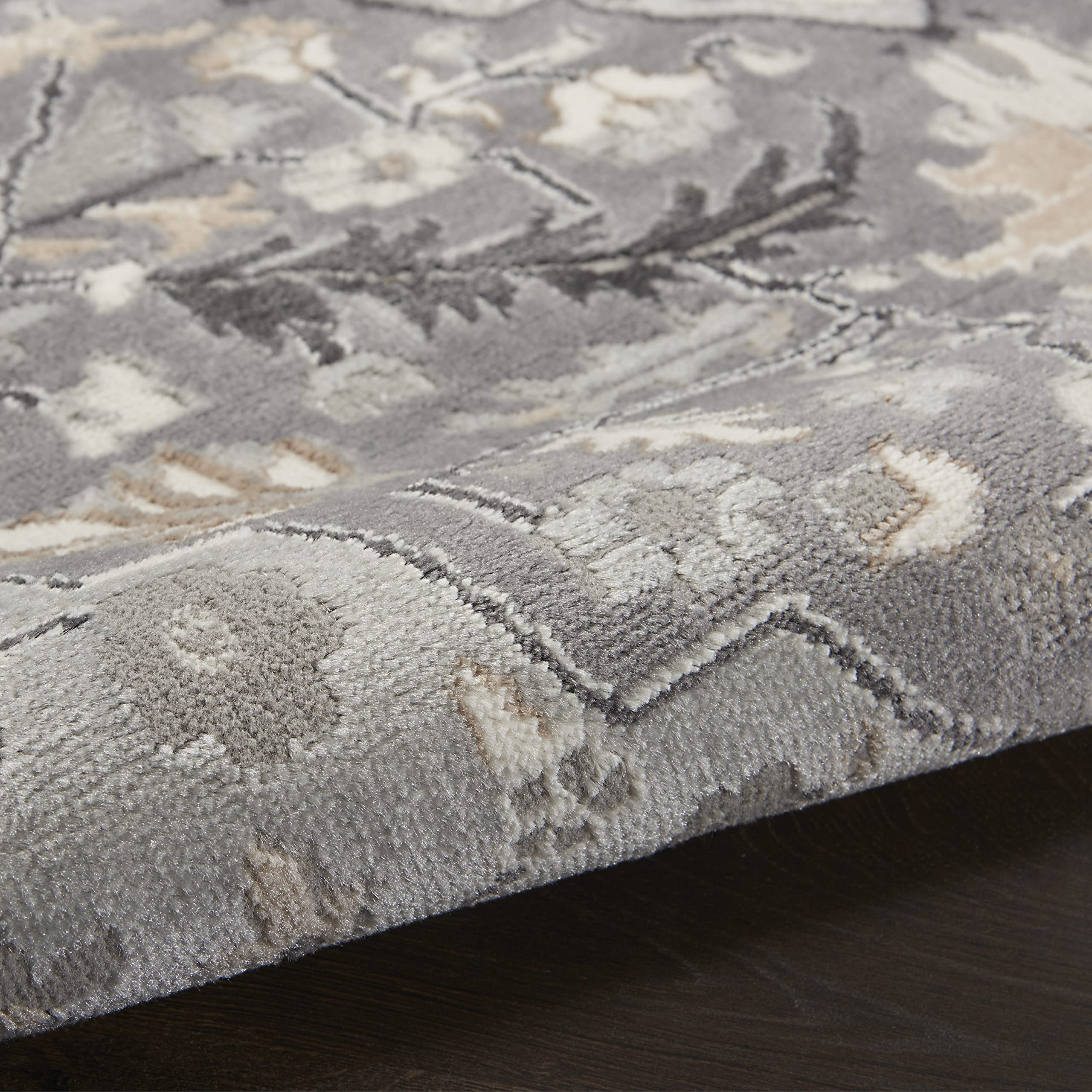 Nourison Elation Floral Grey 9' x 12' Area Rug - Easy Clean, Non-Shedding, Stain Resistant - Perfect for Bedroom, Living Room, Dining Room & Kitchen Decor (9x12)