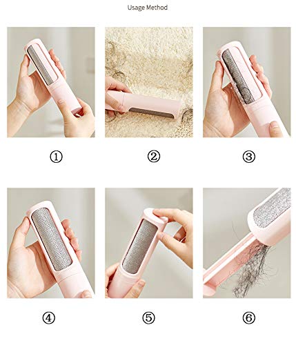 Reusable Pet Hair Remover Brush - Self Cleaning Lint Roller for Dog & Cat Hair Removal on Clothes, Carpets, Furniture - No Refill Needed (Pink) | Perfect for Home, Car & Travel Use