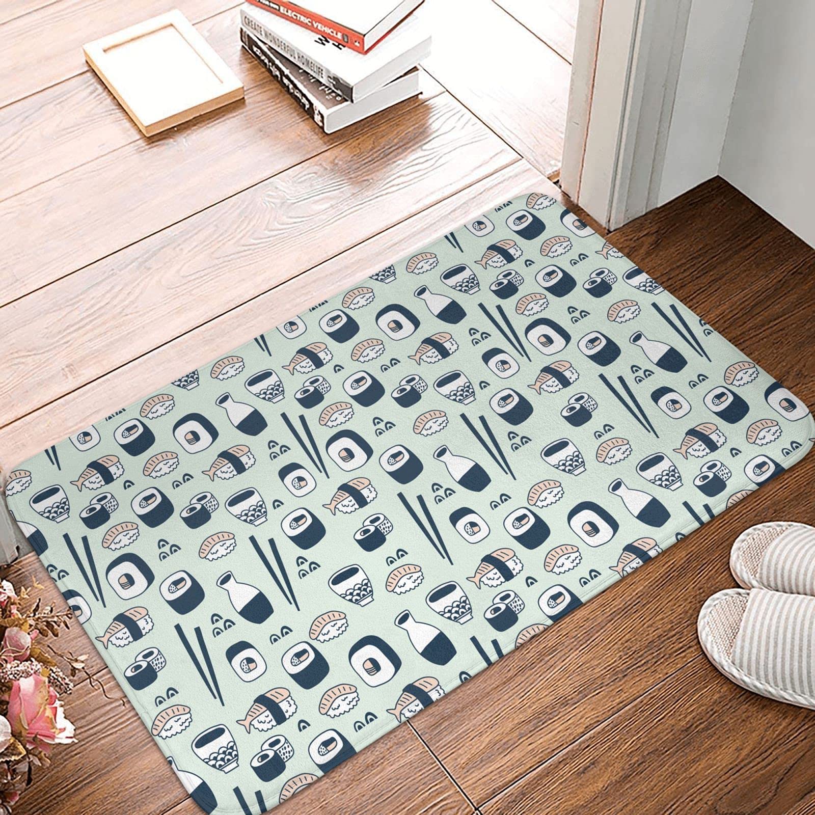 Non-Slip Cartoon Sushi Door Mat - Cute Indoor/Outdoor Entrance Rug for Bathroom, Kitchen, Bedroom & Living Room | Perfect for Home Decor & Gift Giving