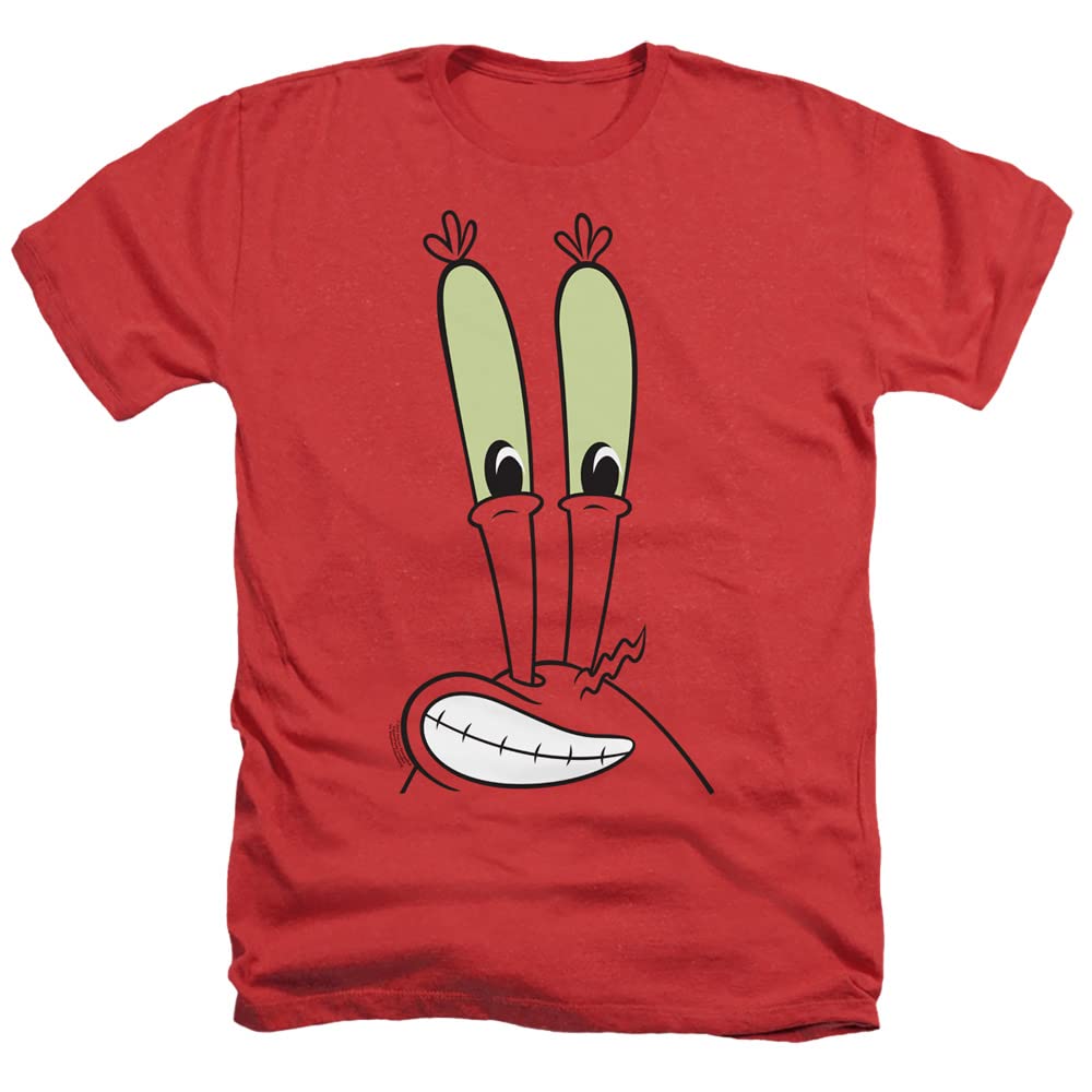 LOGOVISION Spongebob Mr. Krabs Smile Face Unisex Adult Heather T-Shirt | Cartoon Graphic Tee for Men & Women | Casual Wear, Cosplay & Gift for Nickelodeon Fans
