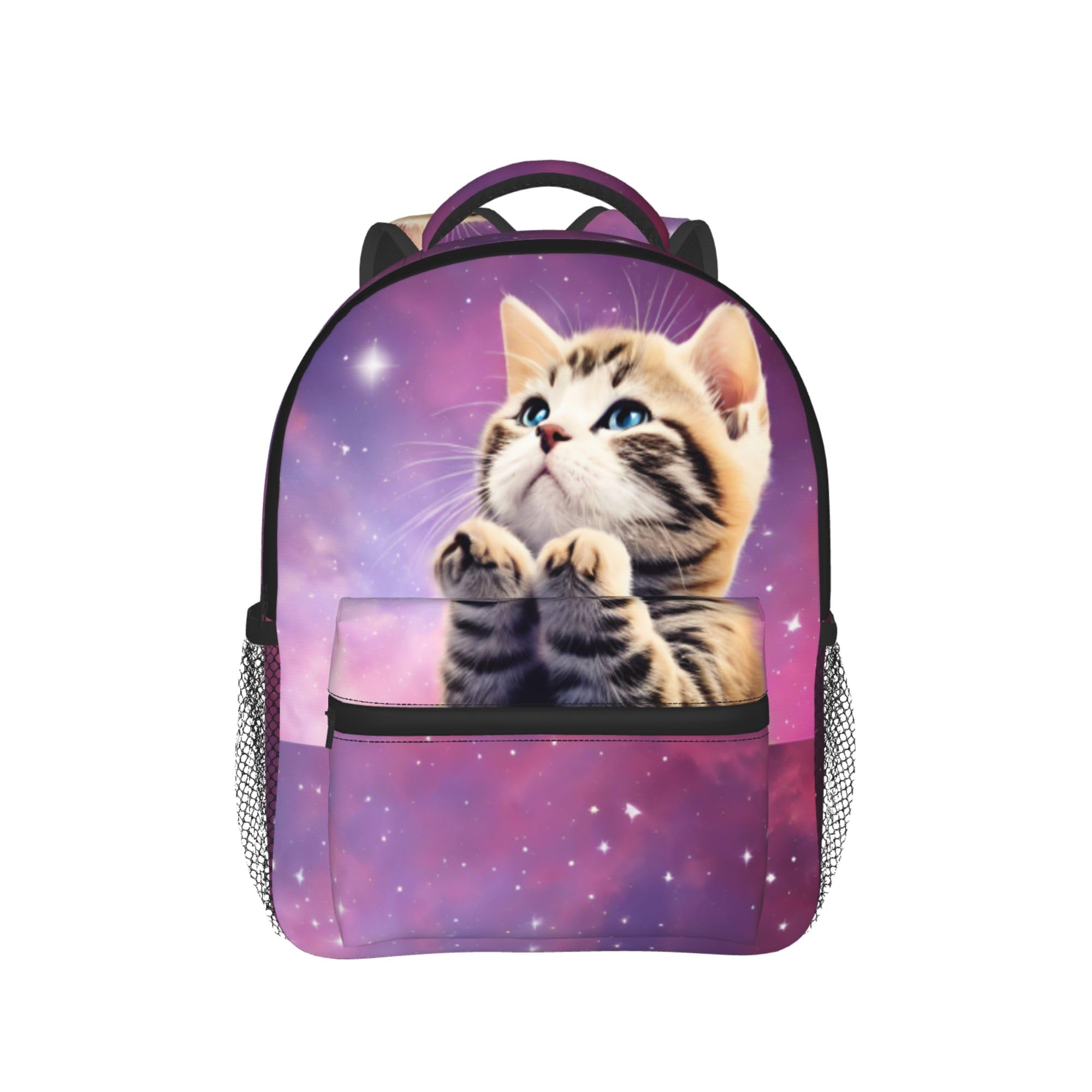 Dujiea 12 Inch Kids Backpack - Cute 3D Cat Galaxy Design School Bag for Boys & Girls, Preschool Kindergarten Travel Backpack with Adjustable Chest Strap | Perfect for School, Daycare, Travel & Outdoor Adventures