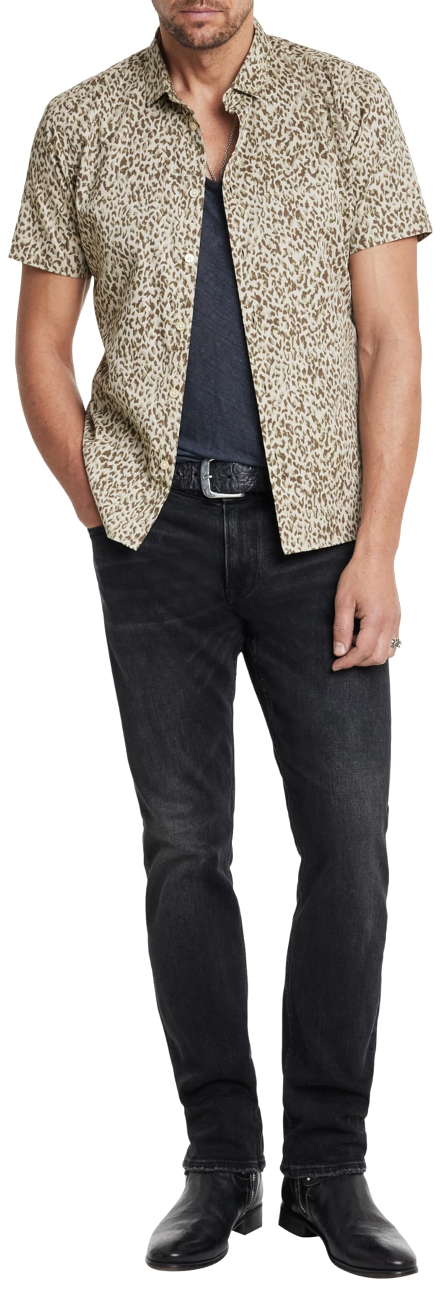 John Varvatos Men's Sean Button-Down Shirt - Casual & Stylish Long Sleeve Dress Shirt for Work, Date Night & Formal Events