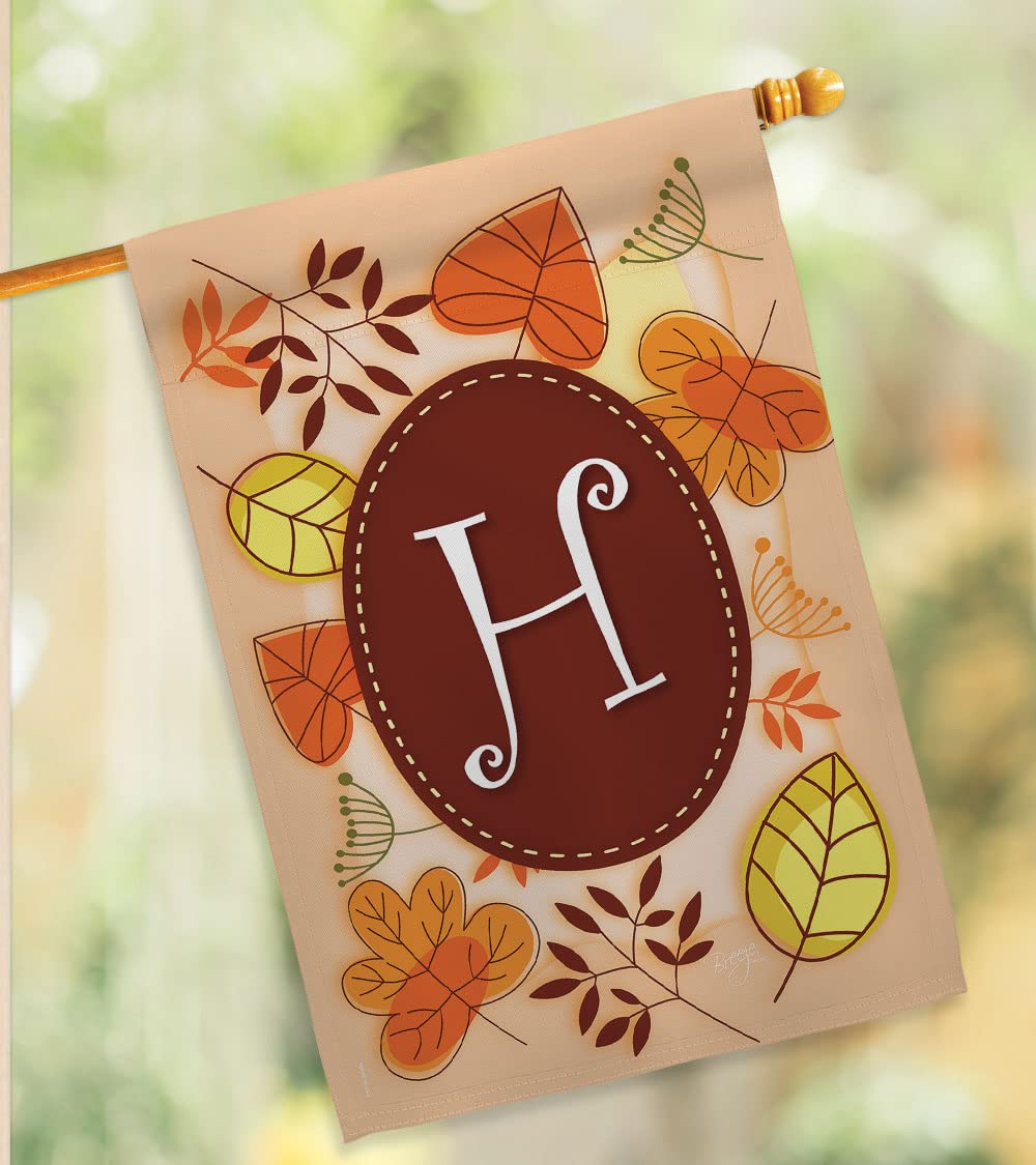 Breeze Decor Autumn H Initial Fall Flag Set 28x40