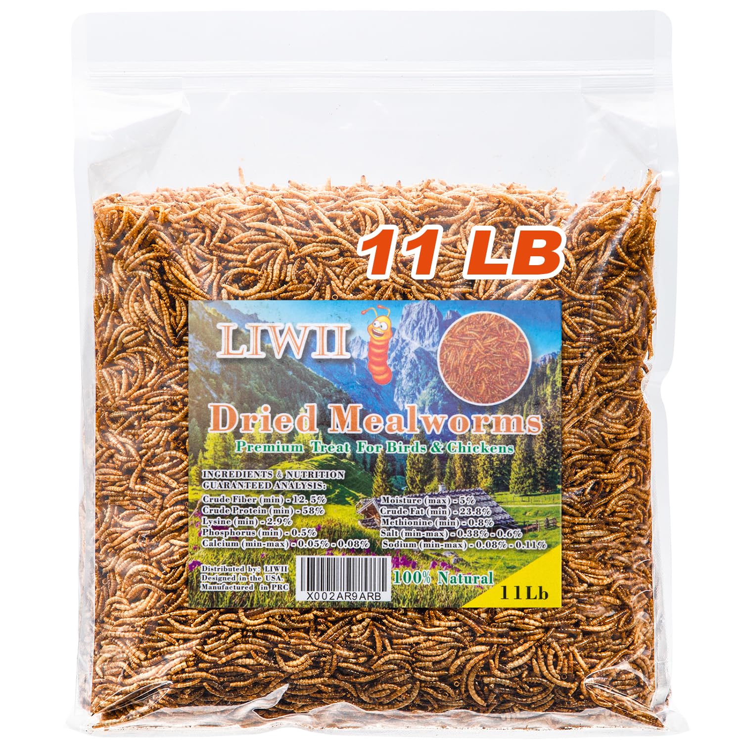 Premium Dried Mealworms - 11 LBS Bulk - 100% Natural Non-GMO High Protein Treats for Wild Birds, Chickens, Hamsters, Reptiles & More | Perfect for Bird Feeders, Chicken Coops & Pet Nutrition