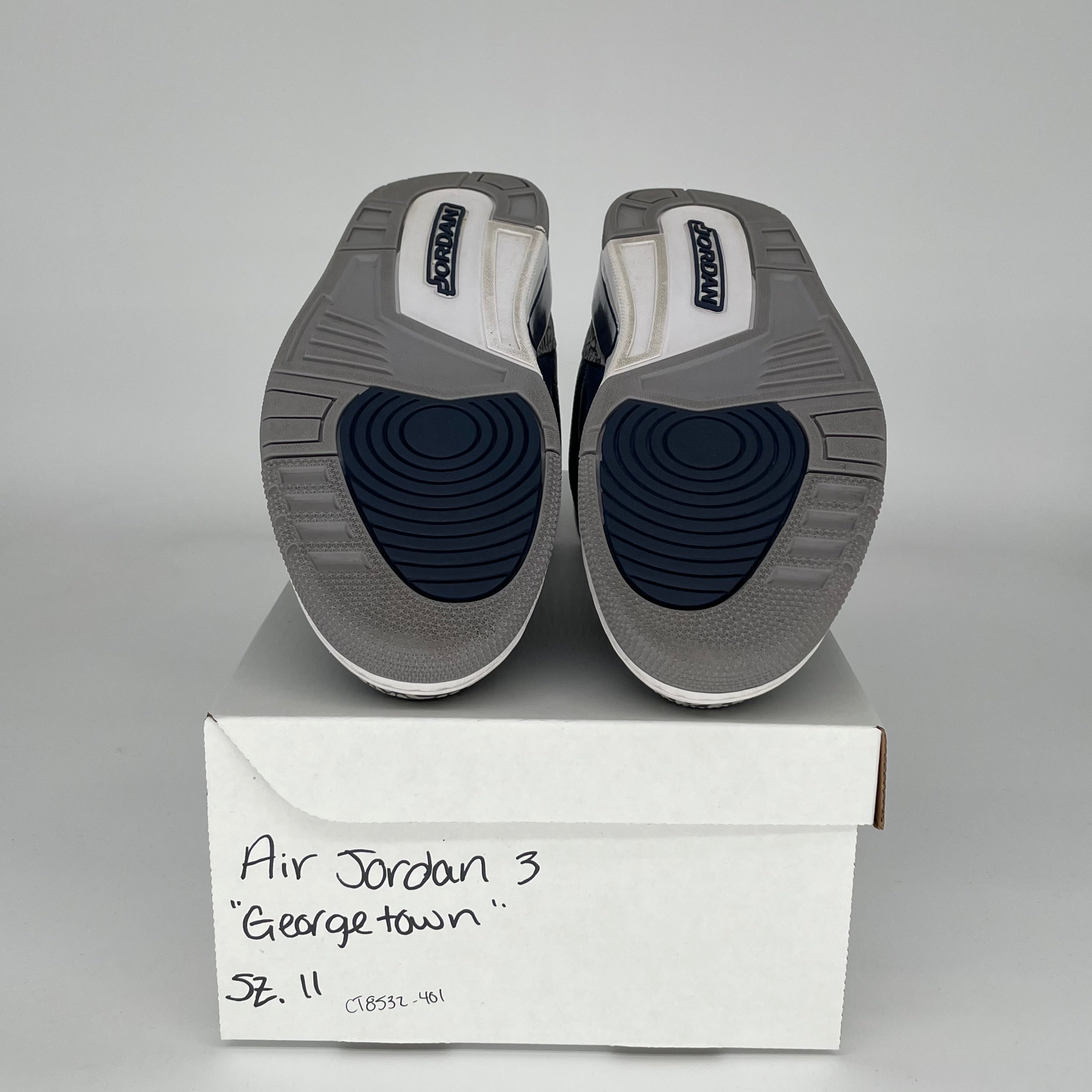 AIR JORDAN 3 Retro 'Georgetown' Men's Basketball Shoes Size 11 - White/Blue/Grey (CT8532-401) | Perfect for Casual Wear, Sneaker Collecting & Street Fashion