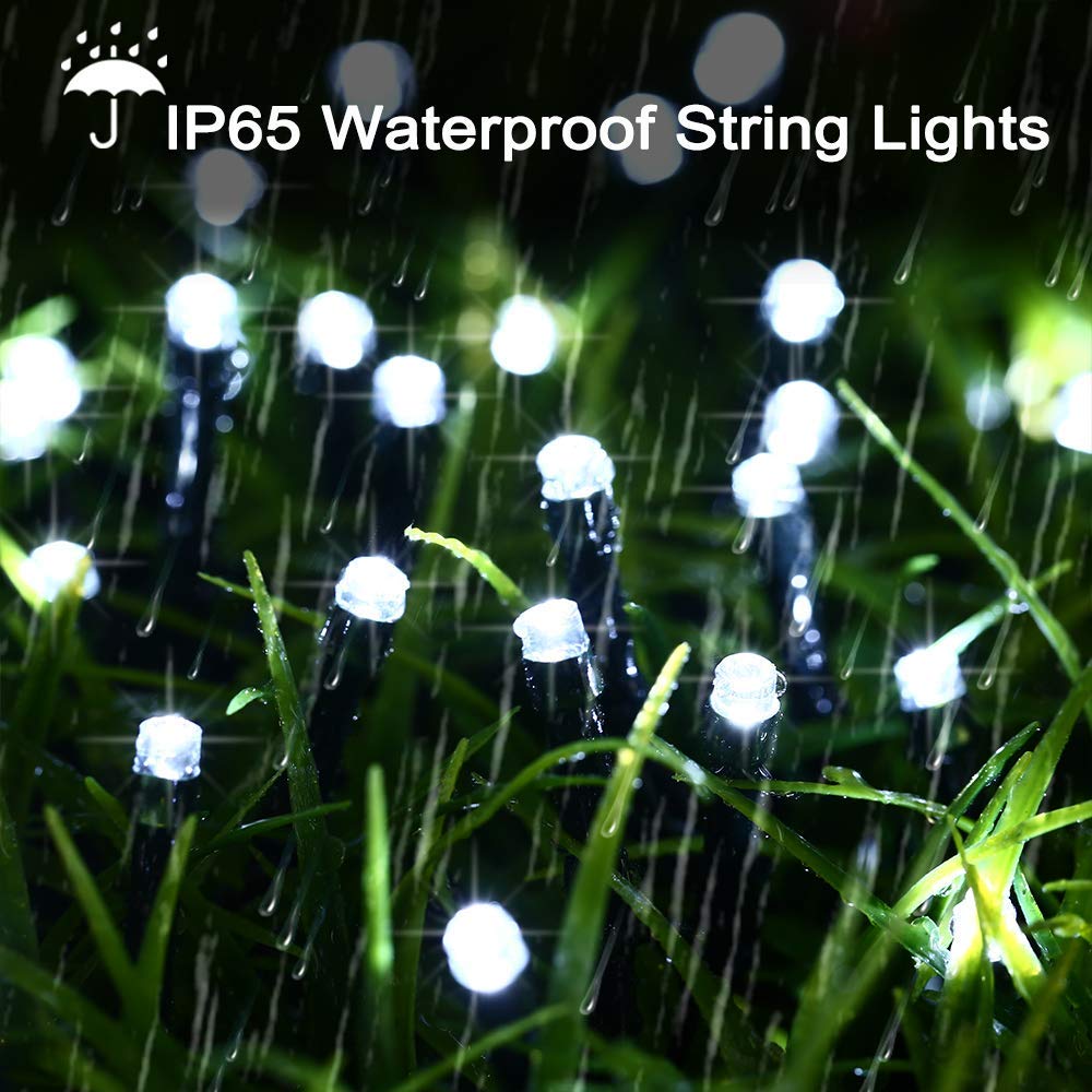 Toodour 121ft 350 LED Solar Christmas Lights - 8 Modes Waterproof Outdoor String Lights for Garden, Patio, Balcony - Perfect for Holiday Decorations, Parties & Christmas Tree Lighting (White)