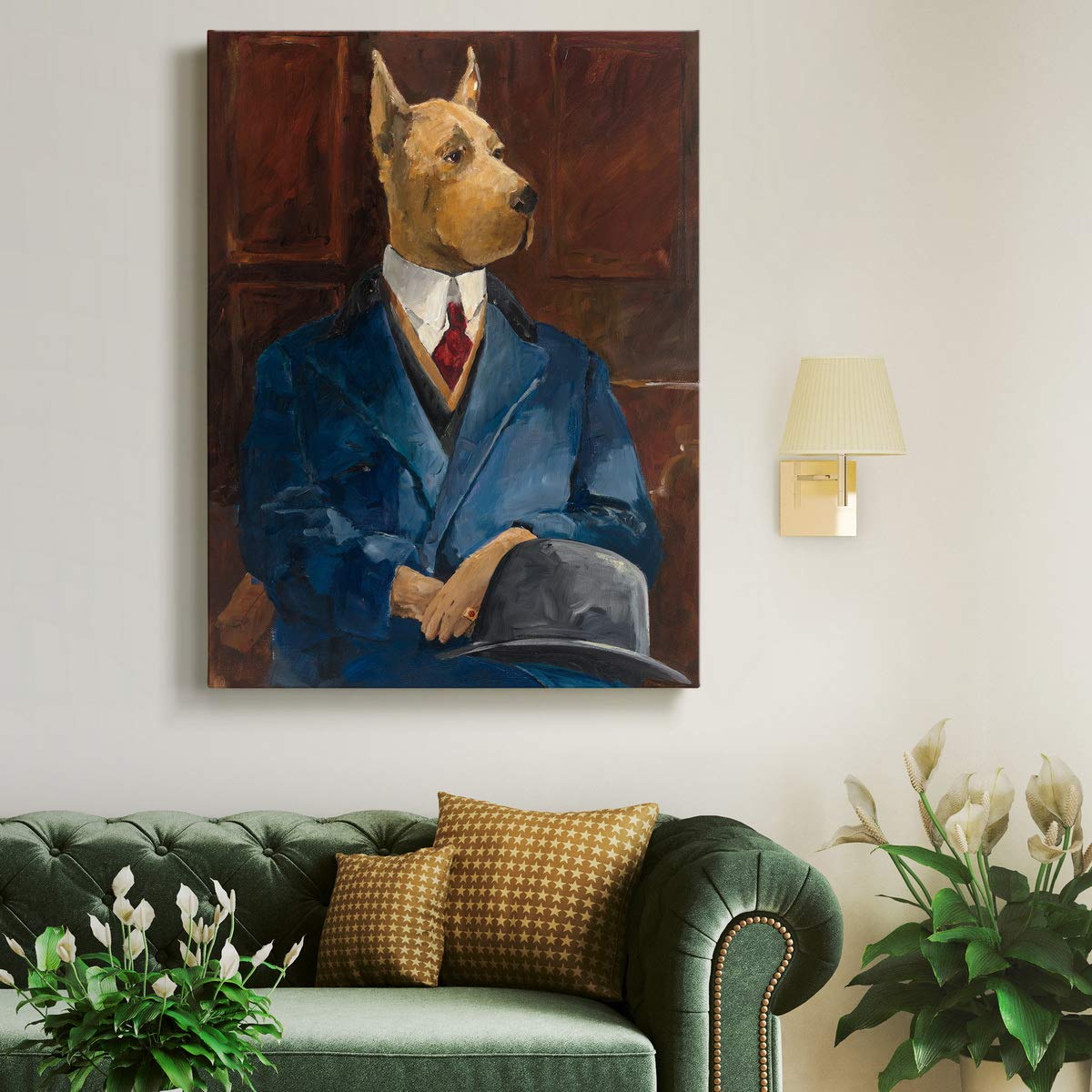 Modern Abstract Dog Leash Portrait Canvas Wall Art - 36