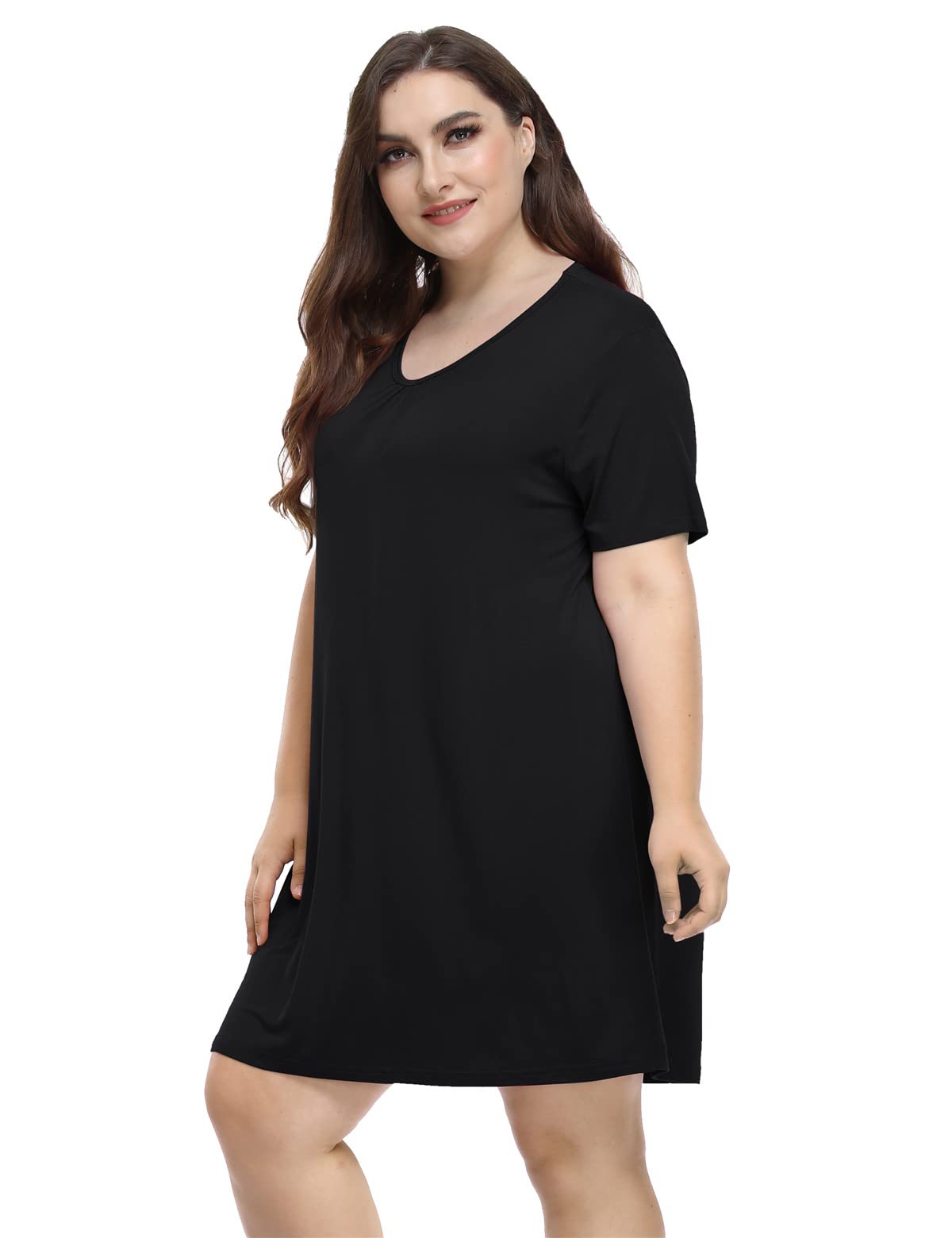 MissNina Women's Plus Size Nightgowns - Soft & Comfortable V-Neck Modal Sleepwear for Women, Sleep Shirts & Night Dresses - Perfect for Lounging, Sleeping & Relaxing at Home