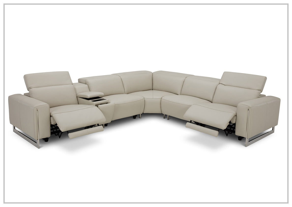 Gio Italia Picasso 6-Piece Motion Recliner Sectional Sofa Set with Power Recline & Cup Holders - Modern L-Shaped Living Room Furniture for Home Theater & Family Gatherings