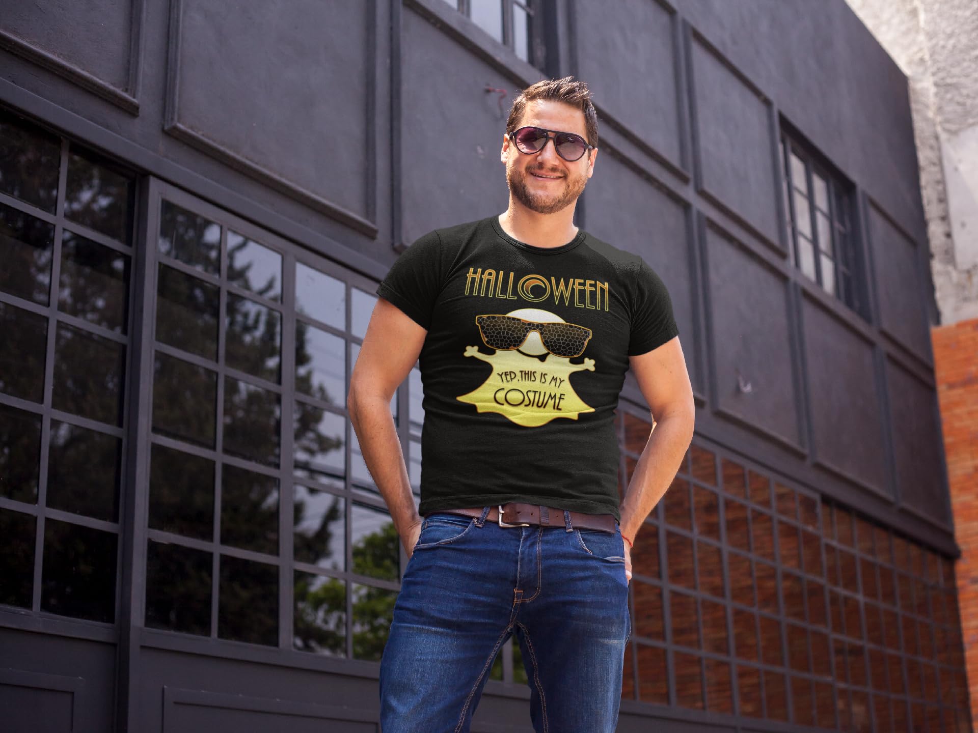 Fire Fit Designs Men's Halloween T-Shirt - Ghost Print Halloween Shirt for Men | Spooky Party, Costume Contest & Trick or Treat Outfit