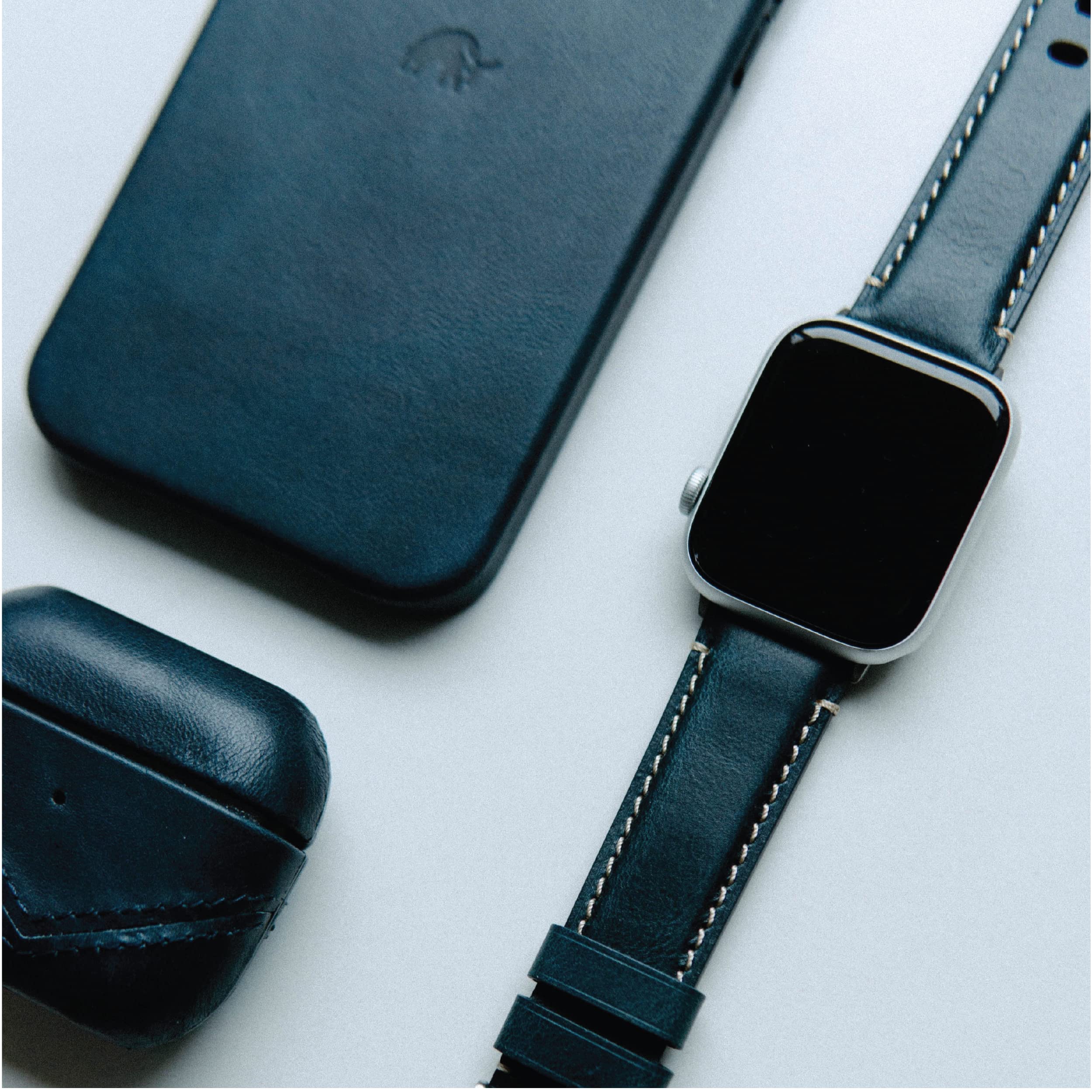 Premium Bullstrap Men's Full-Grain Italian Leather Watch Band - Compatible with Apple Watch Series 1-8 | Durable Luxury Replacement Strap for Business, Casual & Everyday Wear