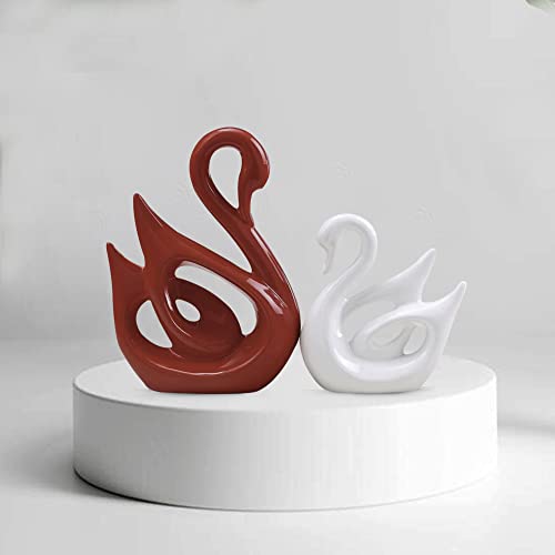 2 Pc Swan Set - Brown and White