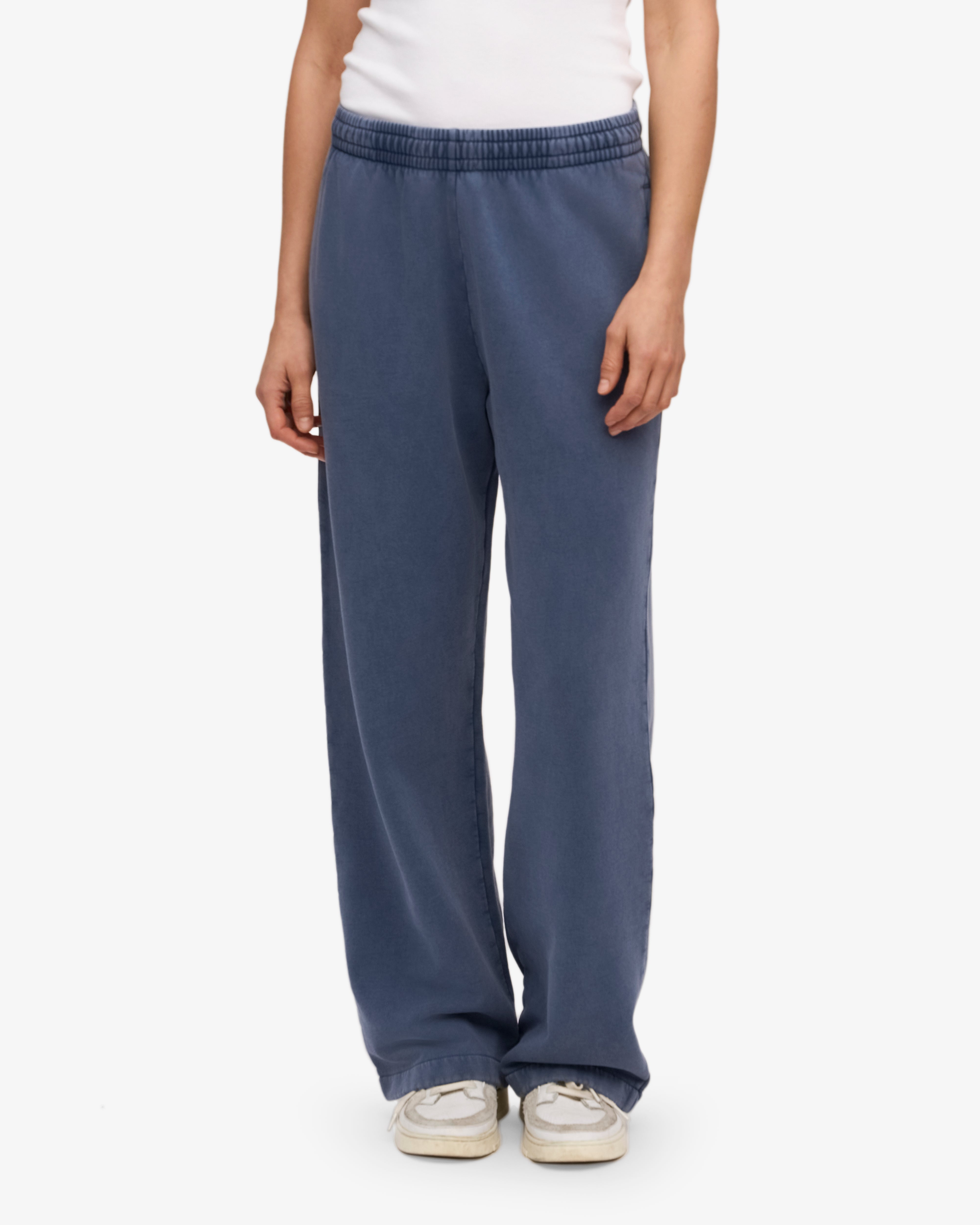 Organic Straight Leg Sweatpants for Women - Soft Comfortable Lounge Pants in Neptune Blue - Perfect for Yoga, Running & Casual Wear