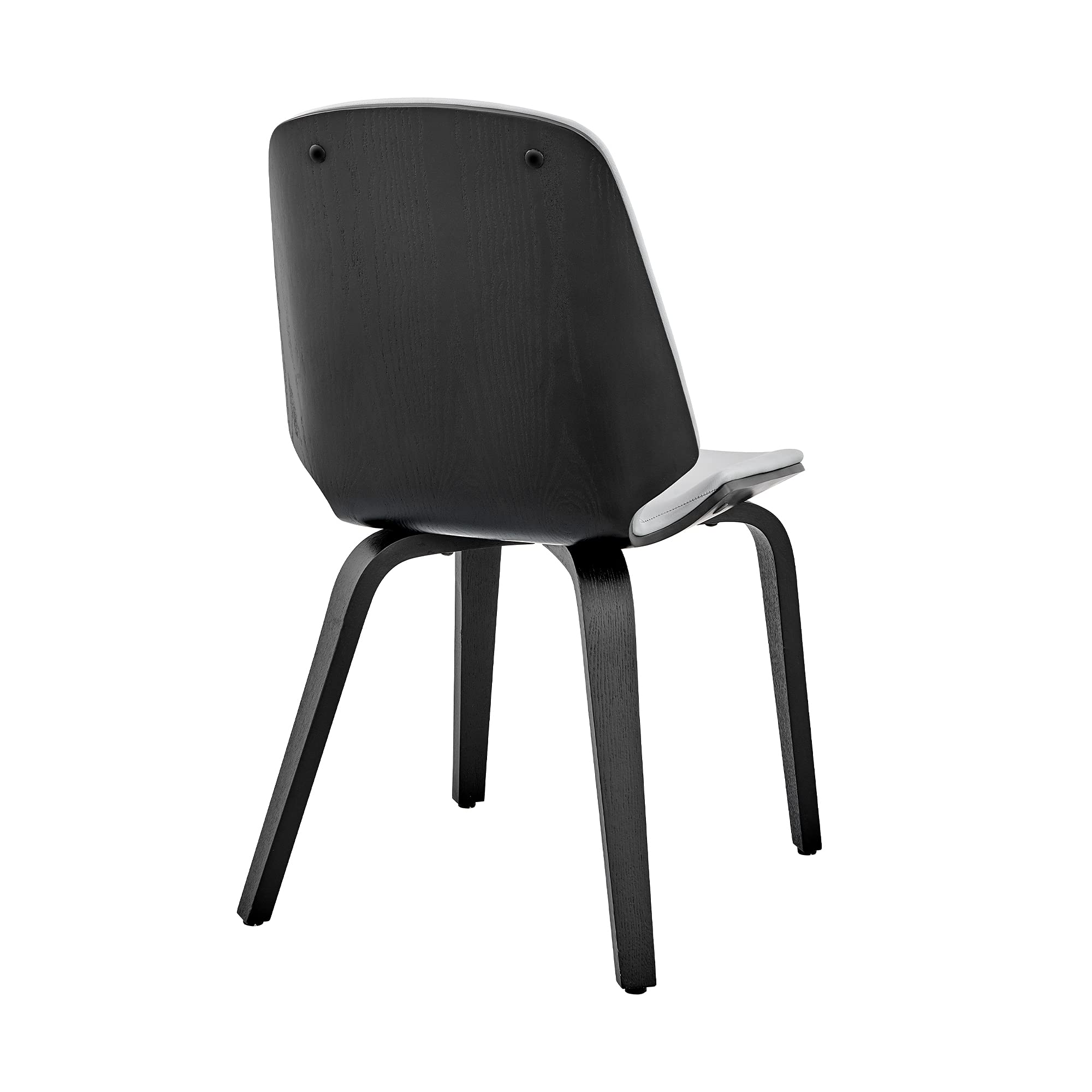 Armen Living Brinley Mid Century Modern Dining Chair - Gray Faux Leather & Black Wood Accent Side Chair for Kitchen, Table, Desk, Vanity | Perfect for Dining Rooms, Home Offices & Bedroom Makeup Areas